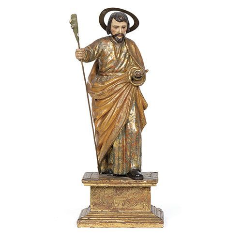 ESCUELA ARAGONESA, S.XVIII Saint Joseph . Sculpture en bois sculpté, polychromé &hellip;