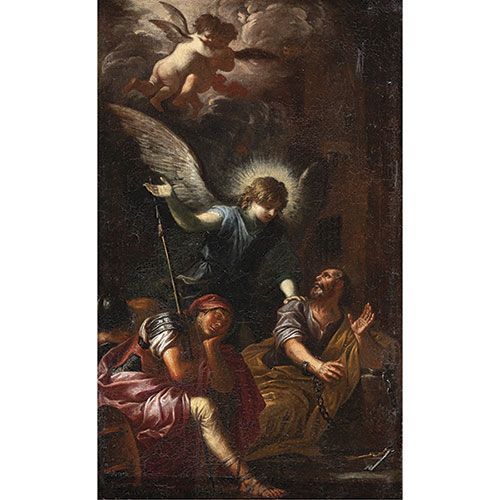 ATRIBUIDO A GIOVANNI GHISOLFI (Milán, 1623-1683) Libération de Saint Pierre . Hu&hellip;