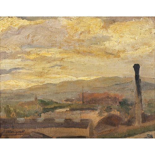 JOSÉ MONGRELL (Valencia, 1870-Barcelona, 1937) Esquisse d'un paysage industriel &hellip;