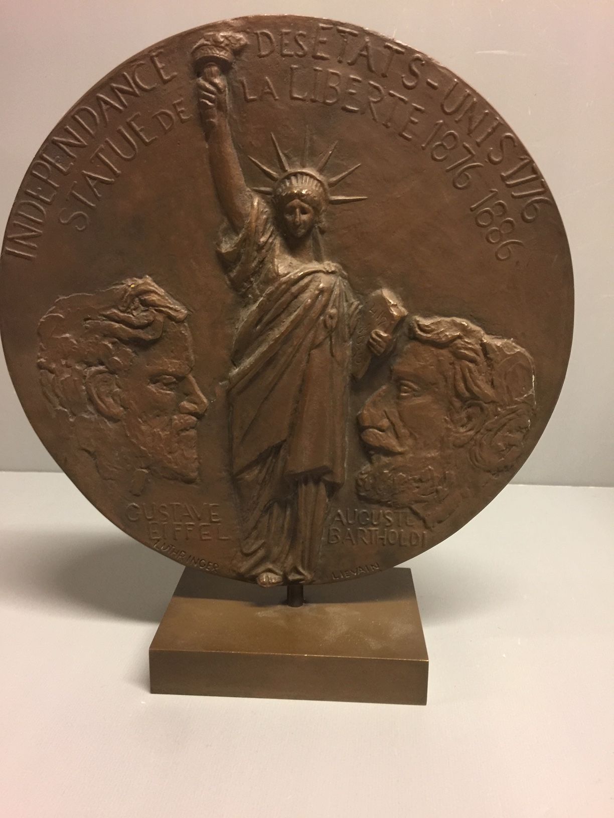 Null Grande plaque en bronze "Indépendance des Etats-Unis, Statut de la Liberté,&hellip;