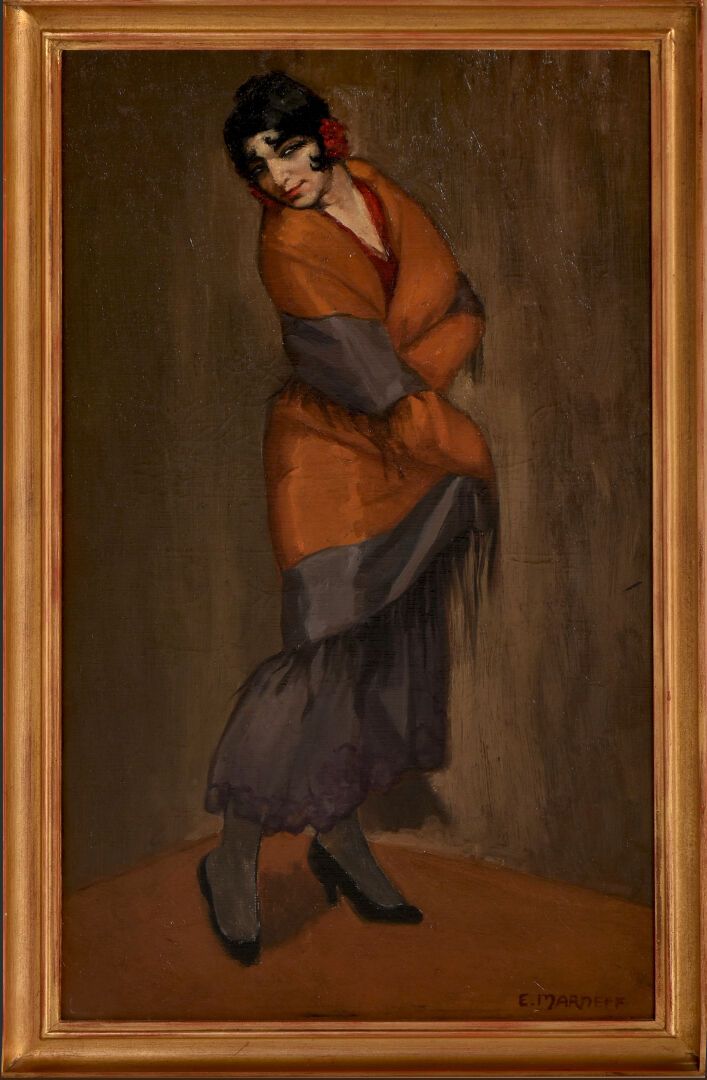 Ernest MARNEFF (Liège 1866-1920) 吉普赛女人
布面油画，右下角有签名
尺寸：56,5 x32,5 cm