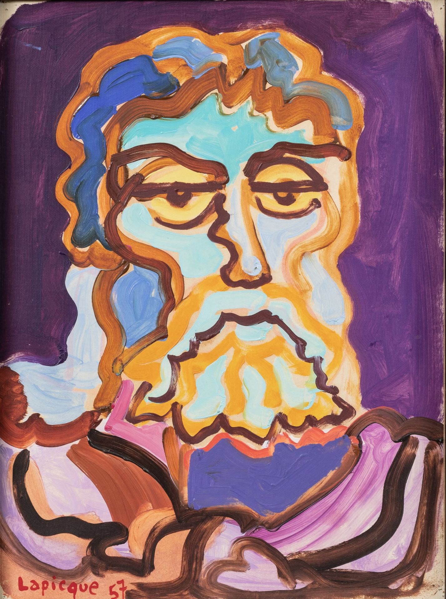 Null Charles Lapicque (French, 1898-1988) Saint Paul, 1957 Oil on paper mounted &hellip;