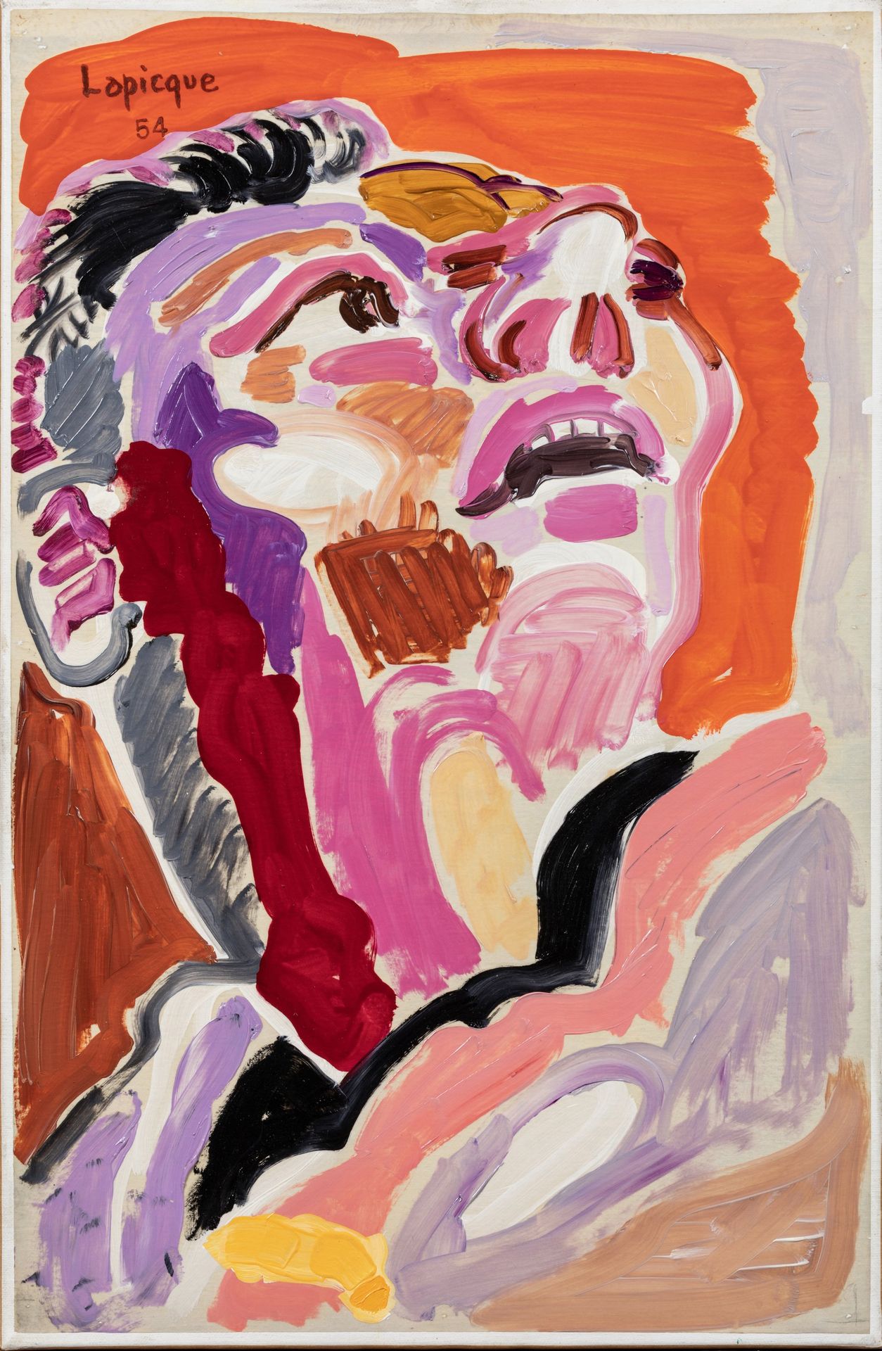 Null Charles Lapicque (Franzose, 1898-1988) Barockes Porträt, 1954 Öl auf Papier&hellip;