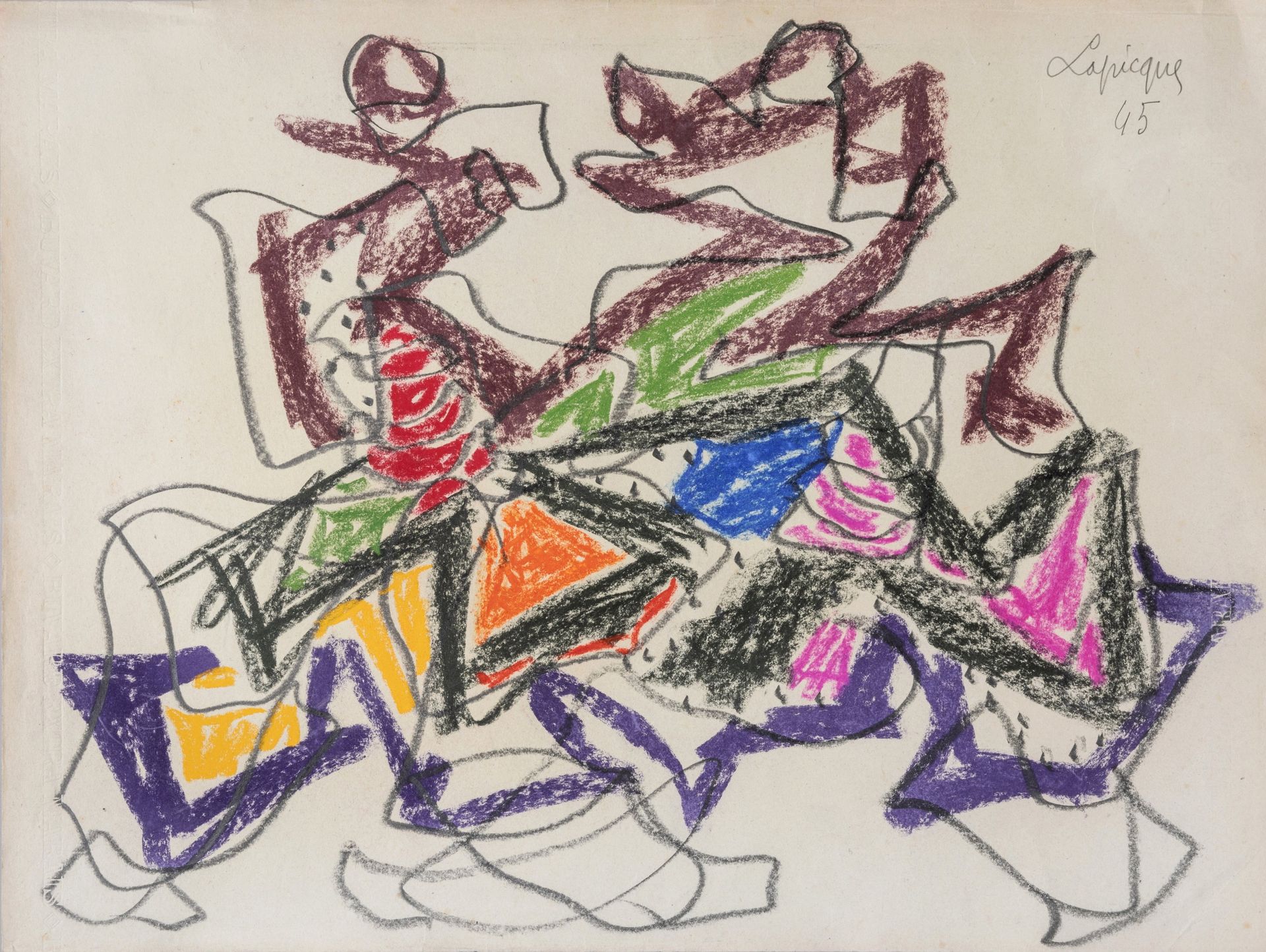 Null 查尔斯-拉皮克（法国，1898-1988）《聚会I》，1945年 纸上石印铅笔和粉笔。 高50，宽65厘米。 出处：Alain和Violette Me&hellip;