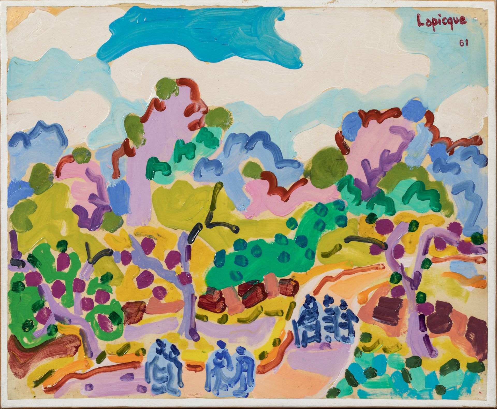 Null Charles Lapicque (Franzose, 1898-1988) Route mandarine, 1961 Öl auf Papier &hellip;