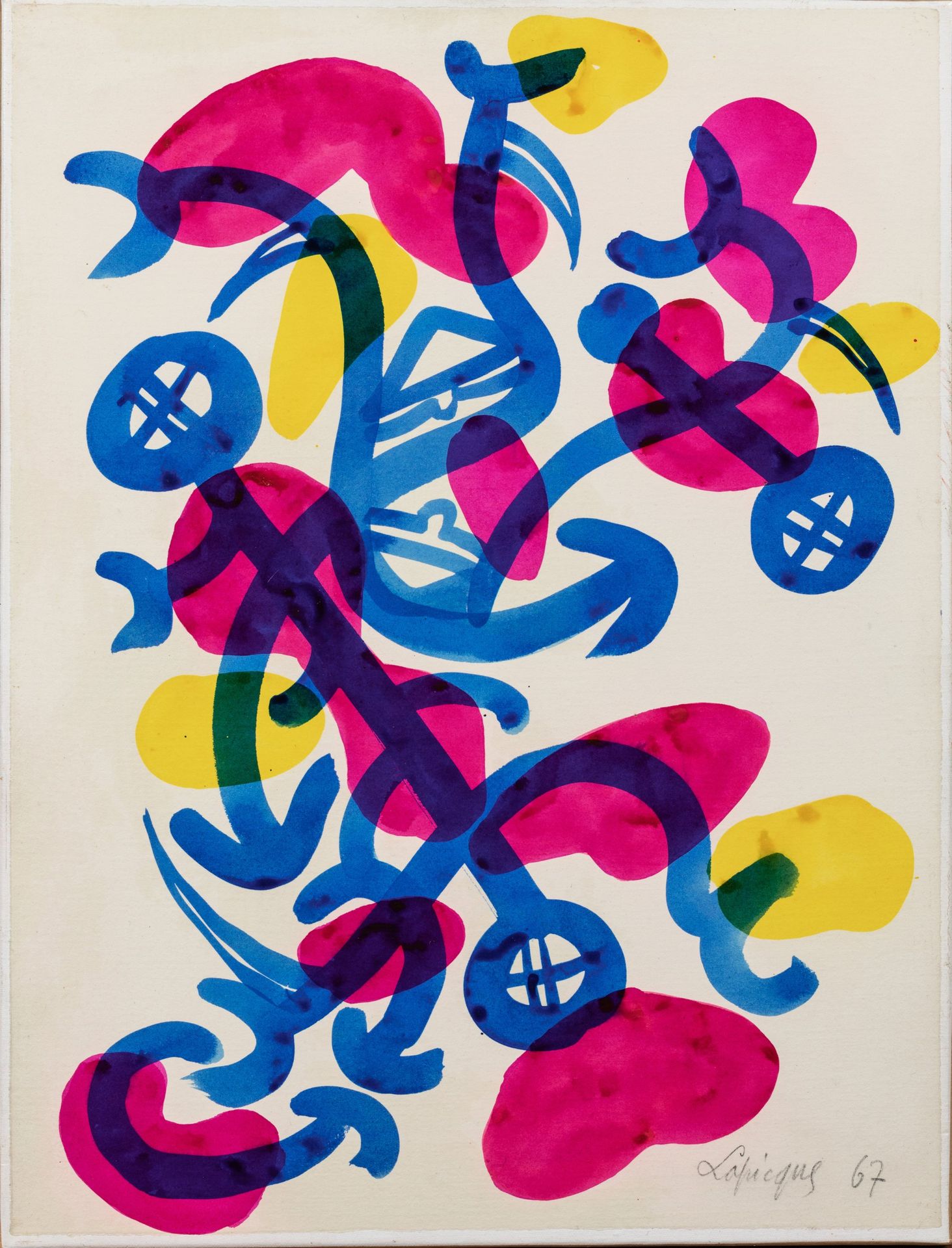 Null 查尔斯-拉皮克（法国，1898-1988） 《音乐家》，1967年 纸上彩色墨水。 高40.5，宽53厘米。 出处：Alain和Violette Me&hellip;