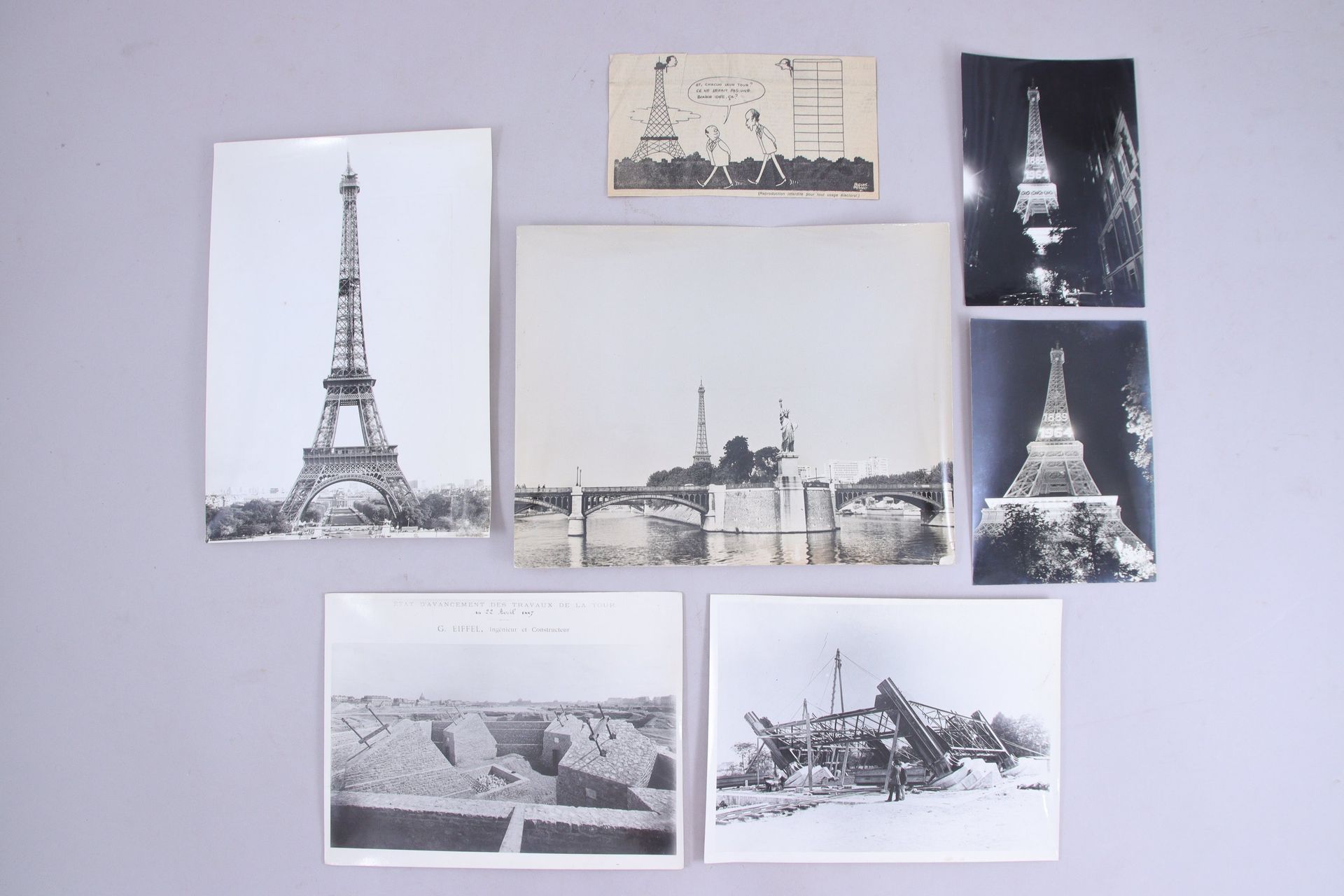 Null [La Tour Eiffel] Bulloz (1858 – 1942).Et autres artistes. 12 tirages argent&hellip;