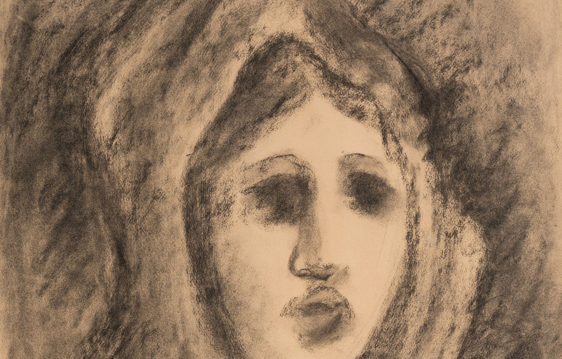 Null 马内-卡茨（乌克兰，1894-1962），伊曼纽尔-马内-卡茨说。
一个女人的脸

纸上炭笔画。 
左下方有签名。 

高62厘米，宽47.5厘米。