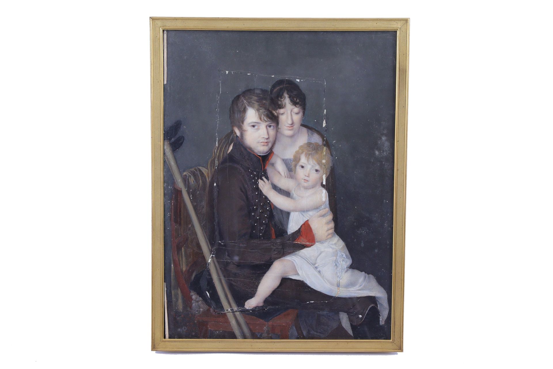 Null 尼古拉斯-雅克（1780 年，贾维尔 - 1844 年，巴黎）
约瑟夫-雅克少校、妻子亨丽埃特和女儿维克多莉娜的肖像

微型画右侧有签名。

高 31&hellip;