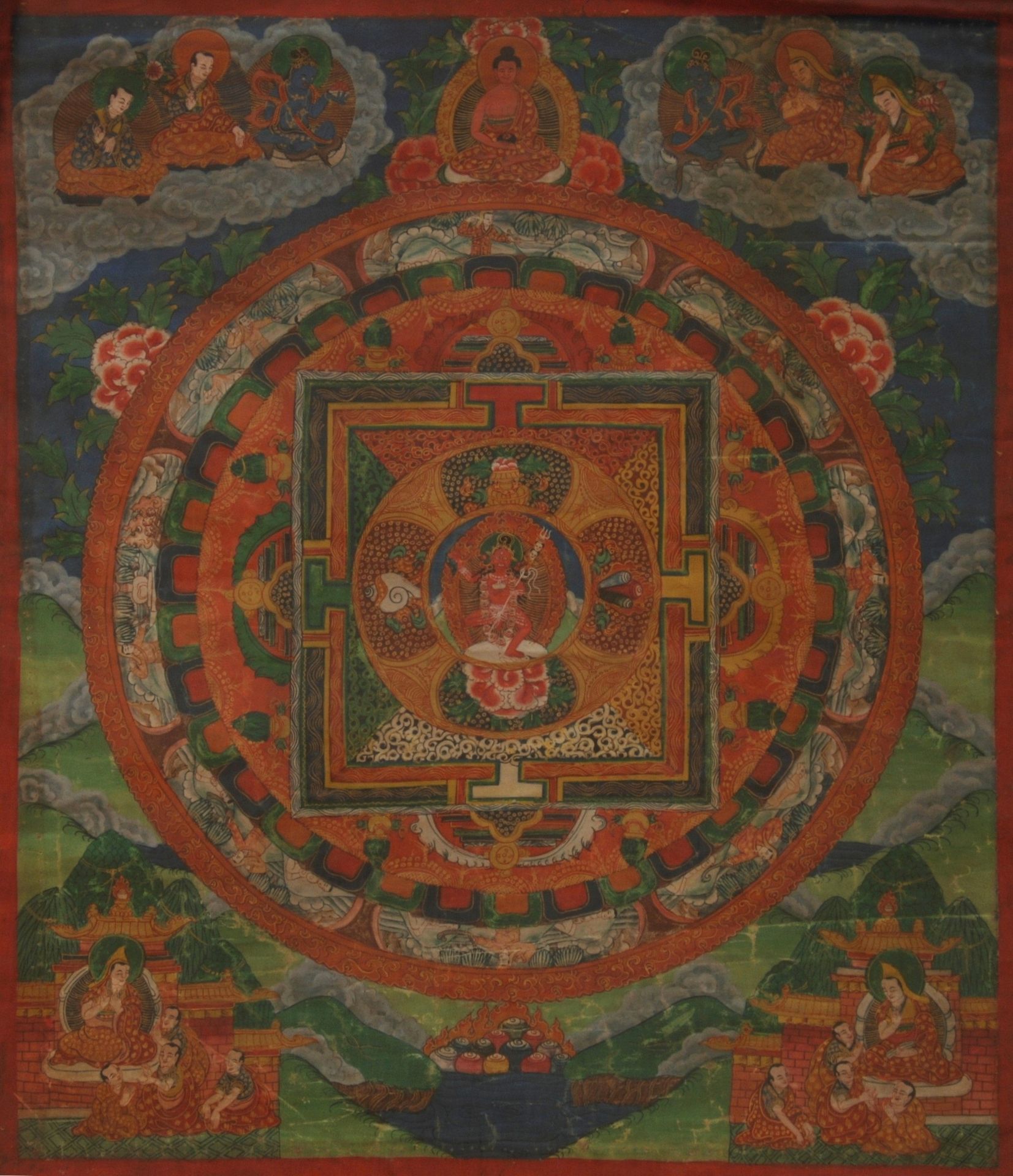 Thangka tibetana Tibetisches Thangka
Maße: cm 40x48