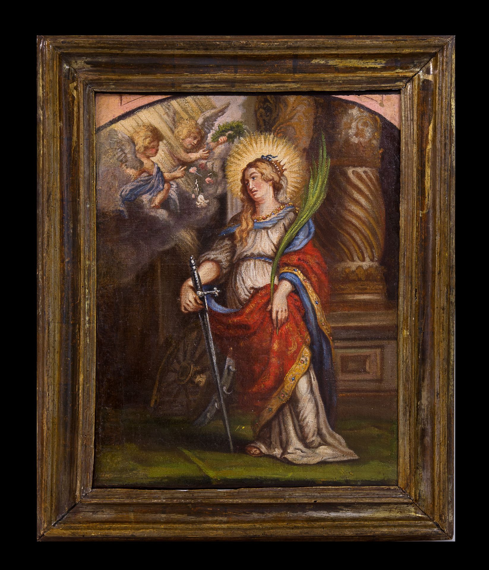 Olio su tela raff.Santa Cecilia sec. 布面油画 参考文献：Santa Cecilia 17世纪
尺寸：32.5x41.5厘米