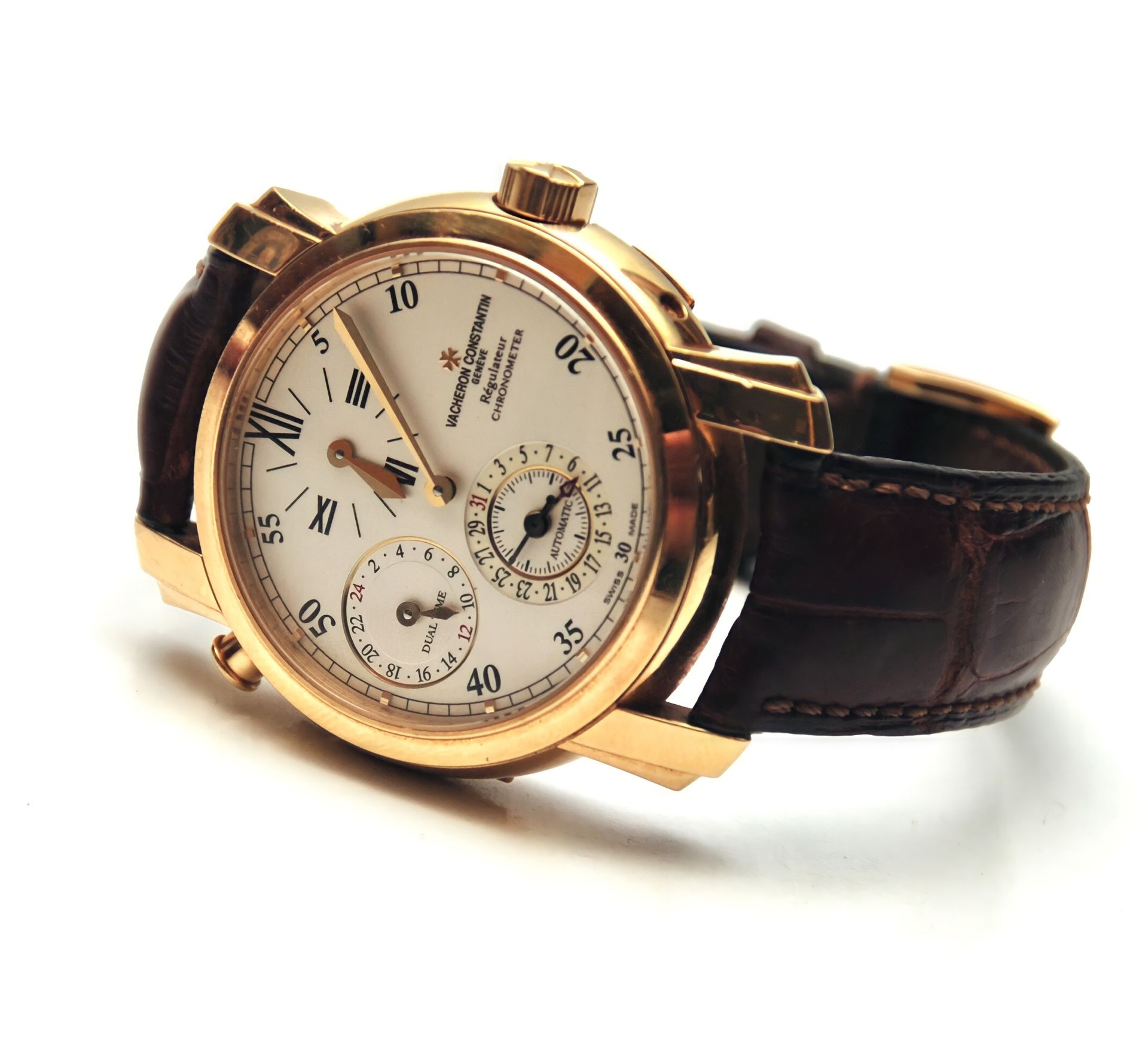 Vacheron Constantin Malte Dual Time in oro 江诗丹顿马耳他双时区黄金腕表，编号42005/000J。全套的。