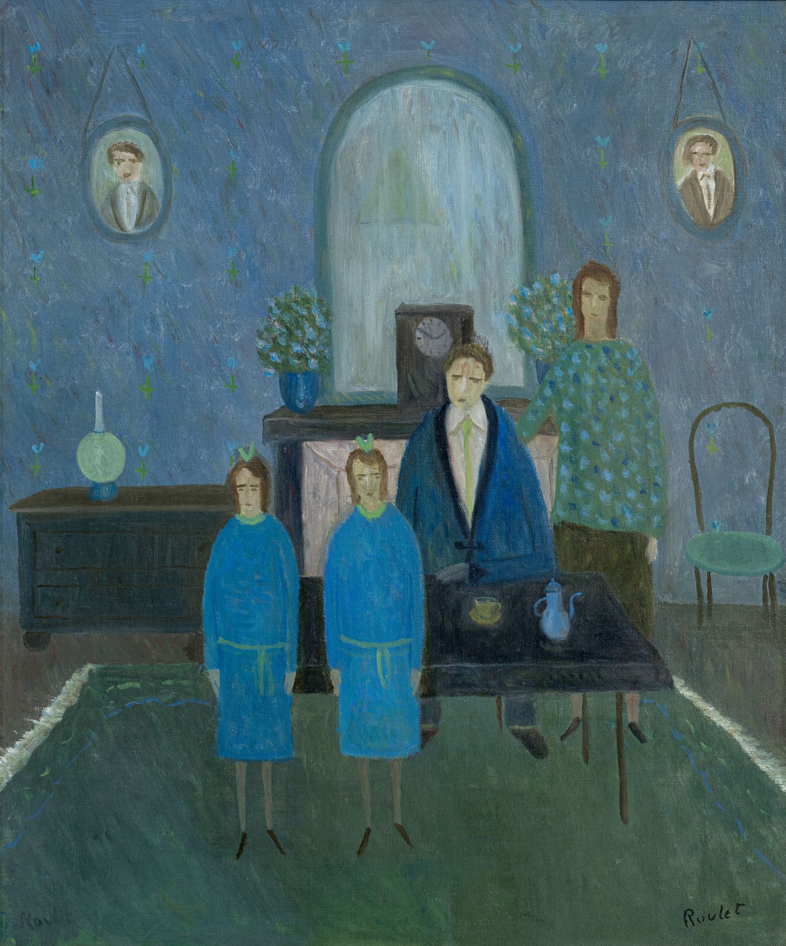 Null Henry Roulet (1915-1995), Les jumelles, 1979, huile sur toile, signée, 46x5&hellip;