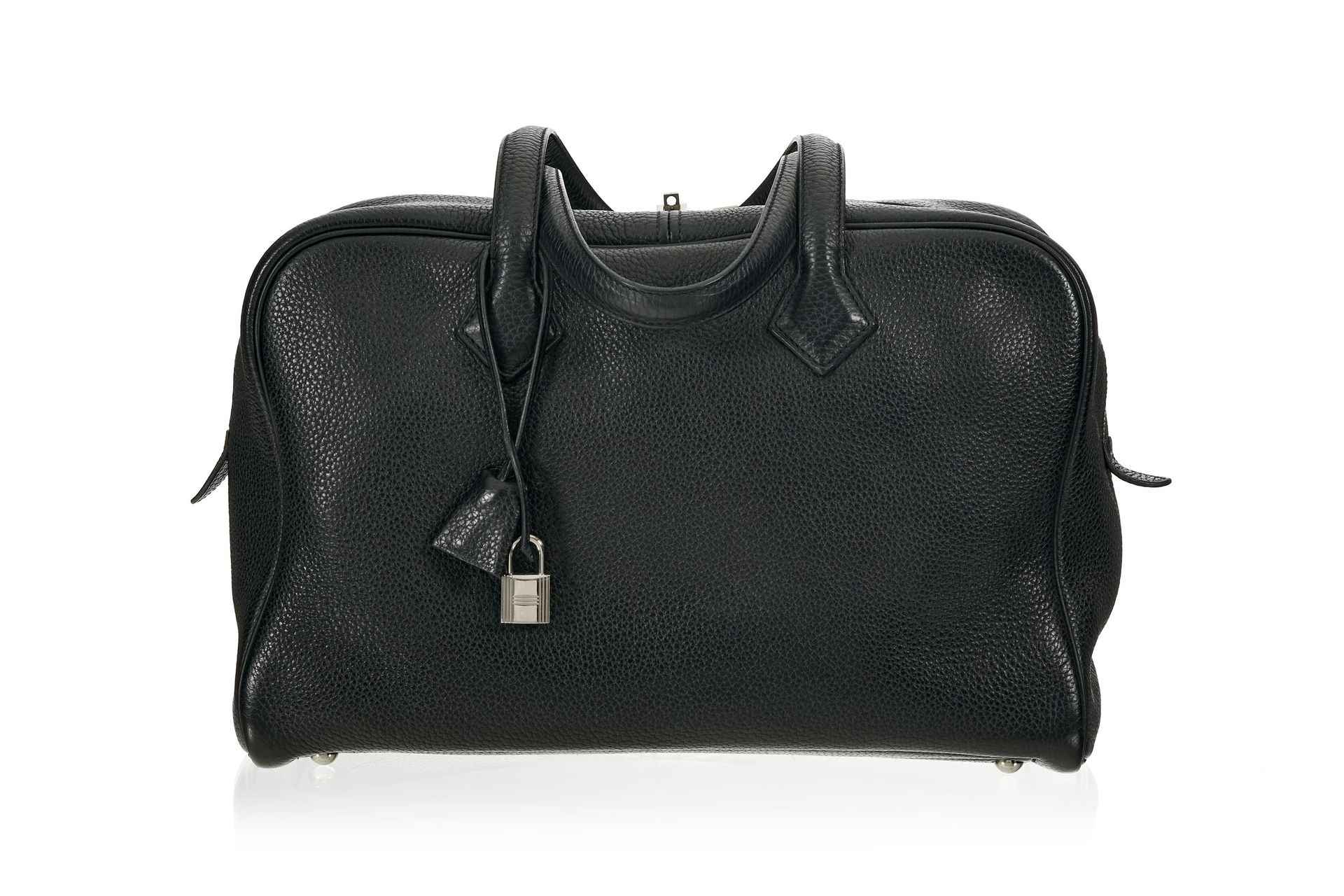 Null Hermès, sac Victoria en cuir Clémence noir, année 2013, bouclerie palladiée&hellip;