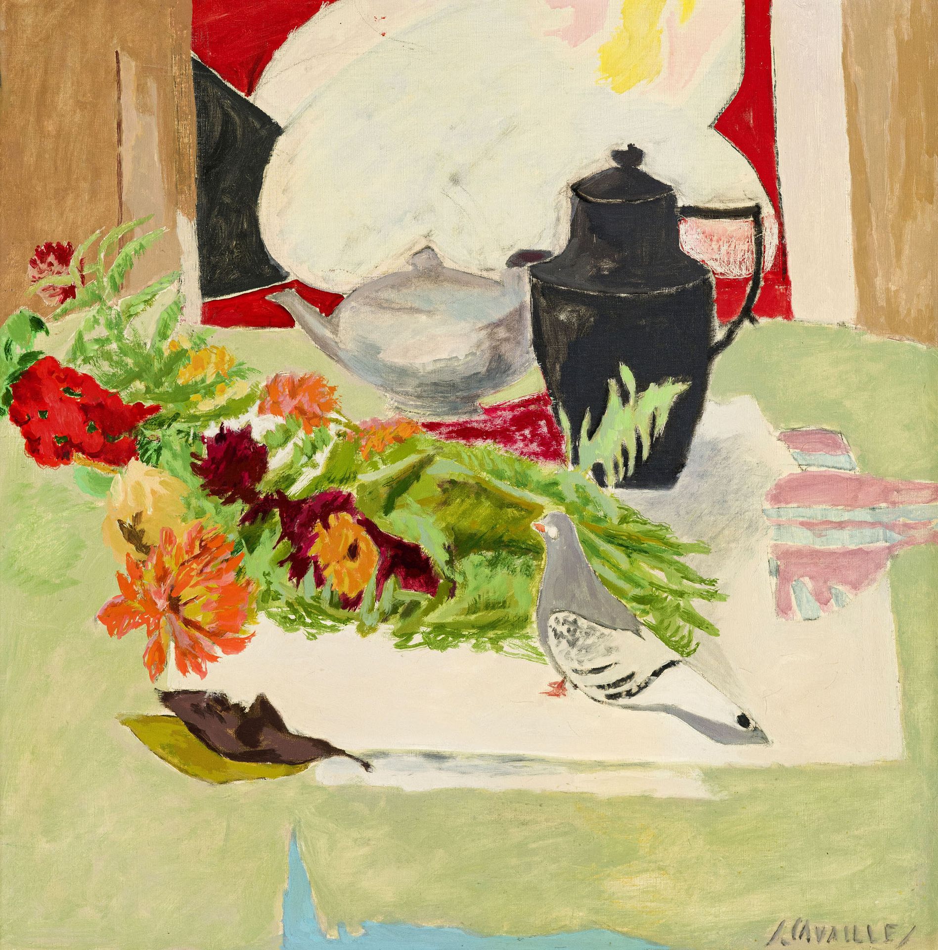 Null Jules Cavaillès (1901-1977), "Le pigeon", huile sur toile, signée, contresi&hellip;