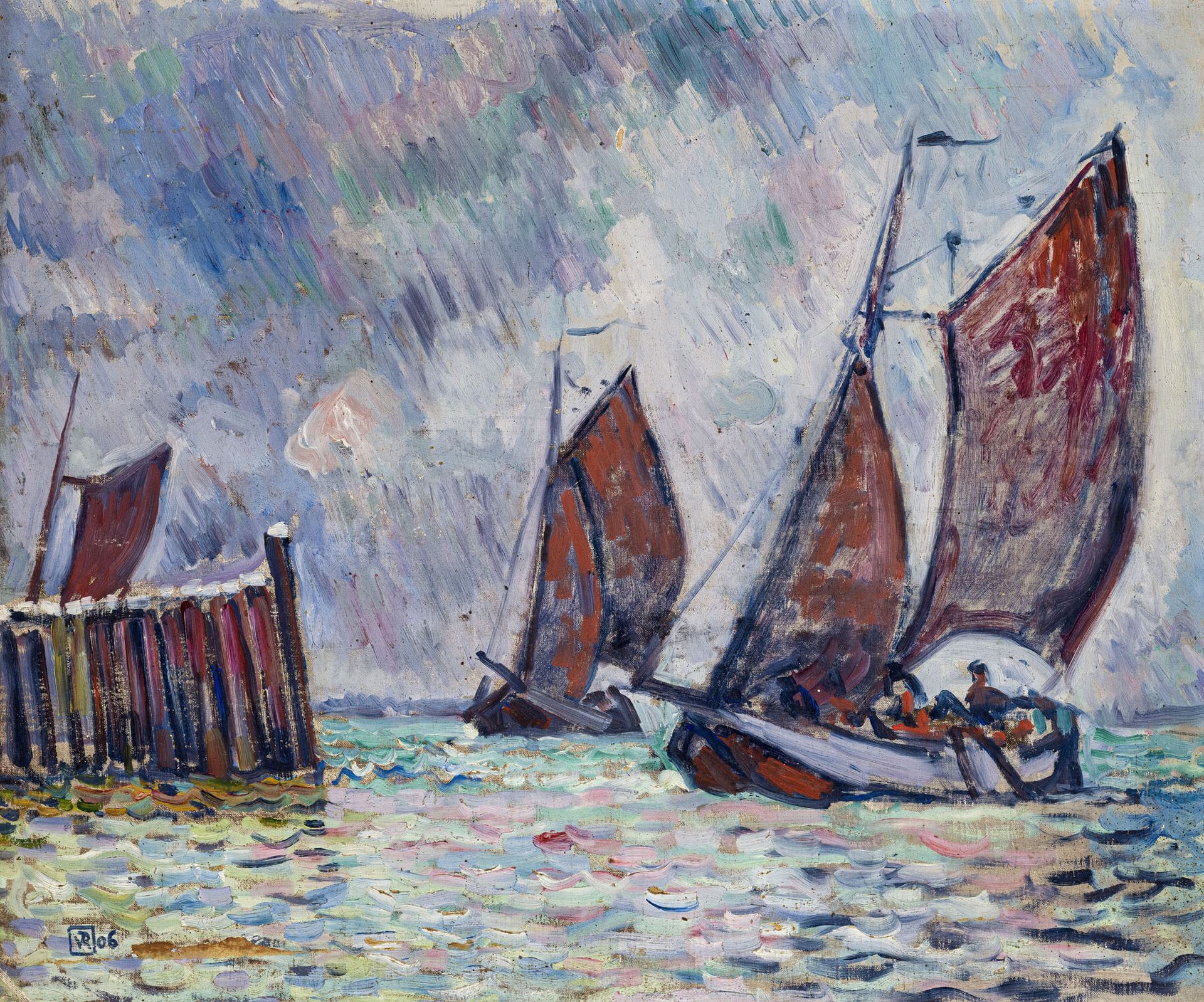 Null Théo Van Rysselberghe (1862-1926), "Barques de pêche zeelandaises", 1906, h&hellip;