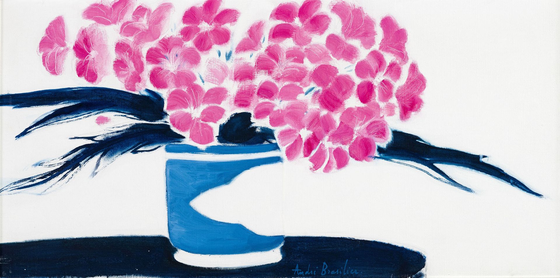 Null André Brasilier (1929), Bouquet de fleurs roses, 1977, huile sur toile, sig&hellip;
