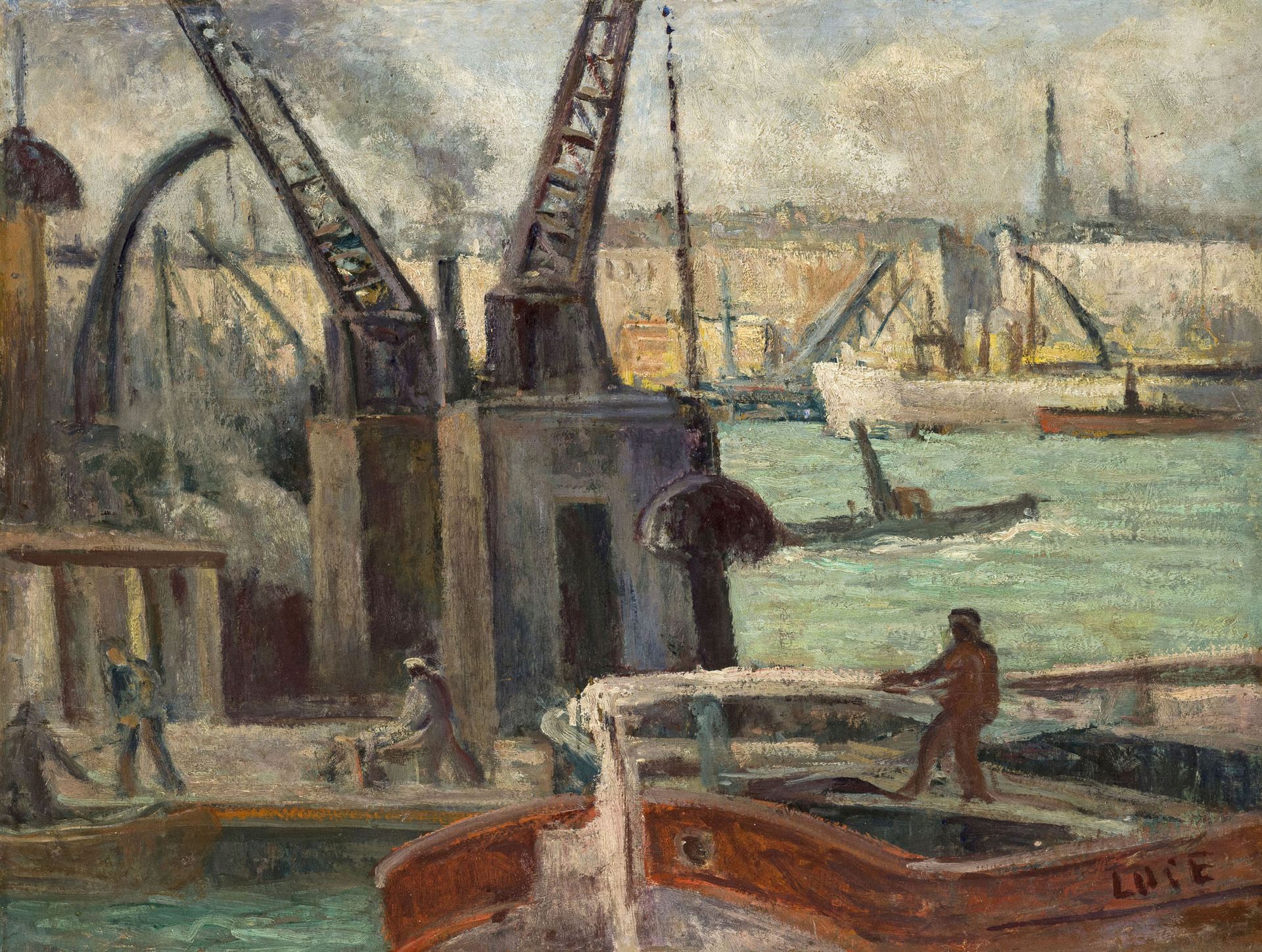 Null Maximilien Luce (1858-1941), Scène de Port, les Remorqueurs, 1909, huile su&hellip;