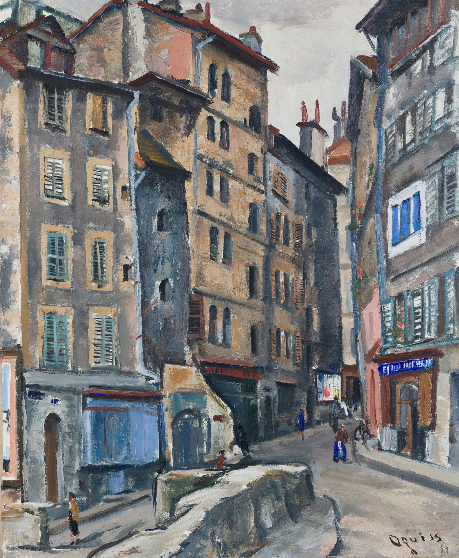 Null 
Takanori Oguiss (1901-1986), "Genève, vieille ville  (rue de la Tour de Bo&hellip;