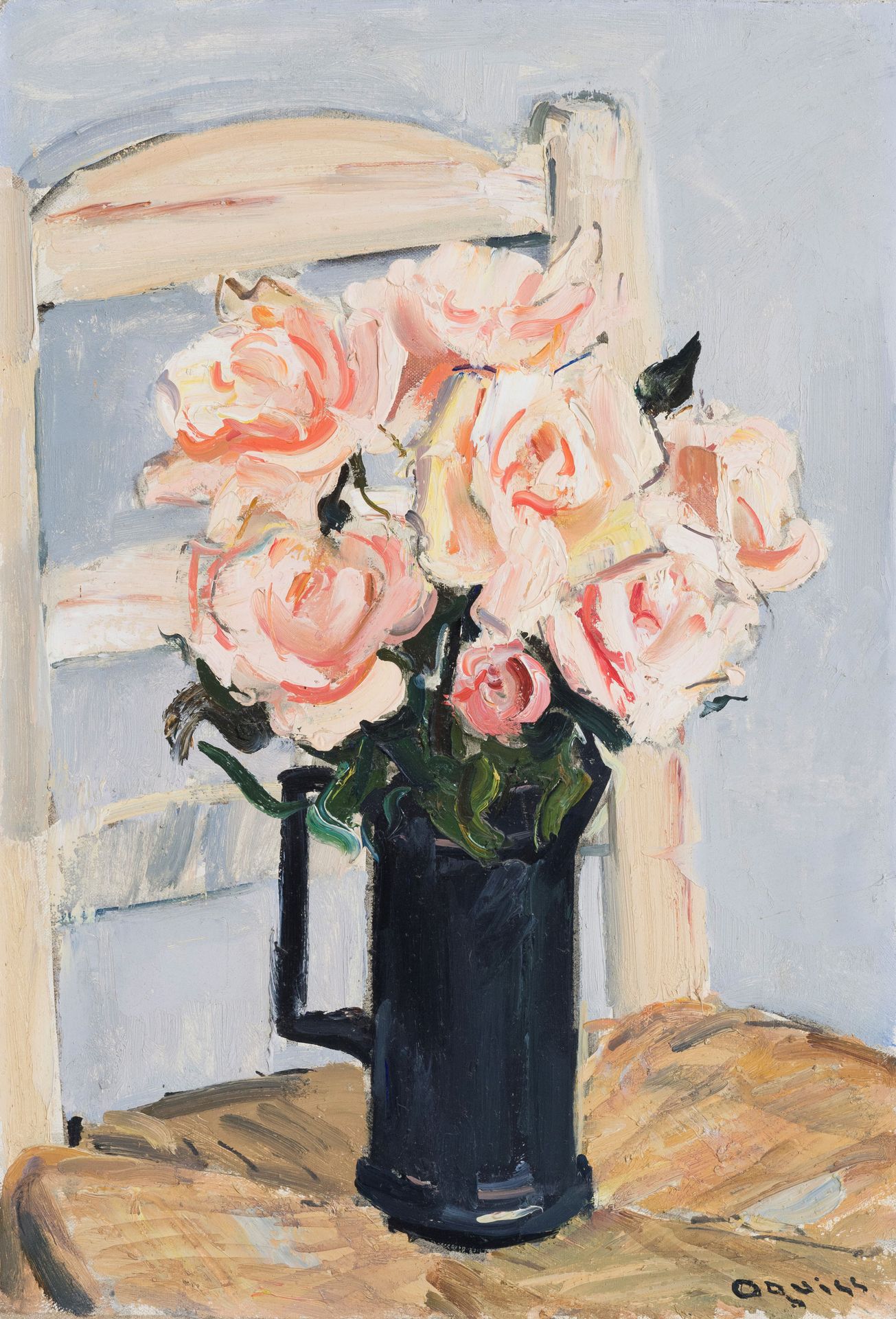 Null 
Takanori Oguiss (1901-1986),
"Roses à la chaise Van Gogh", 1957, huile sur&hellip;