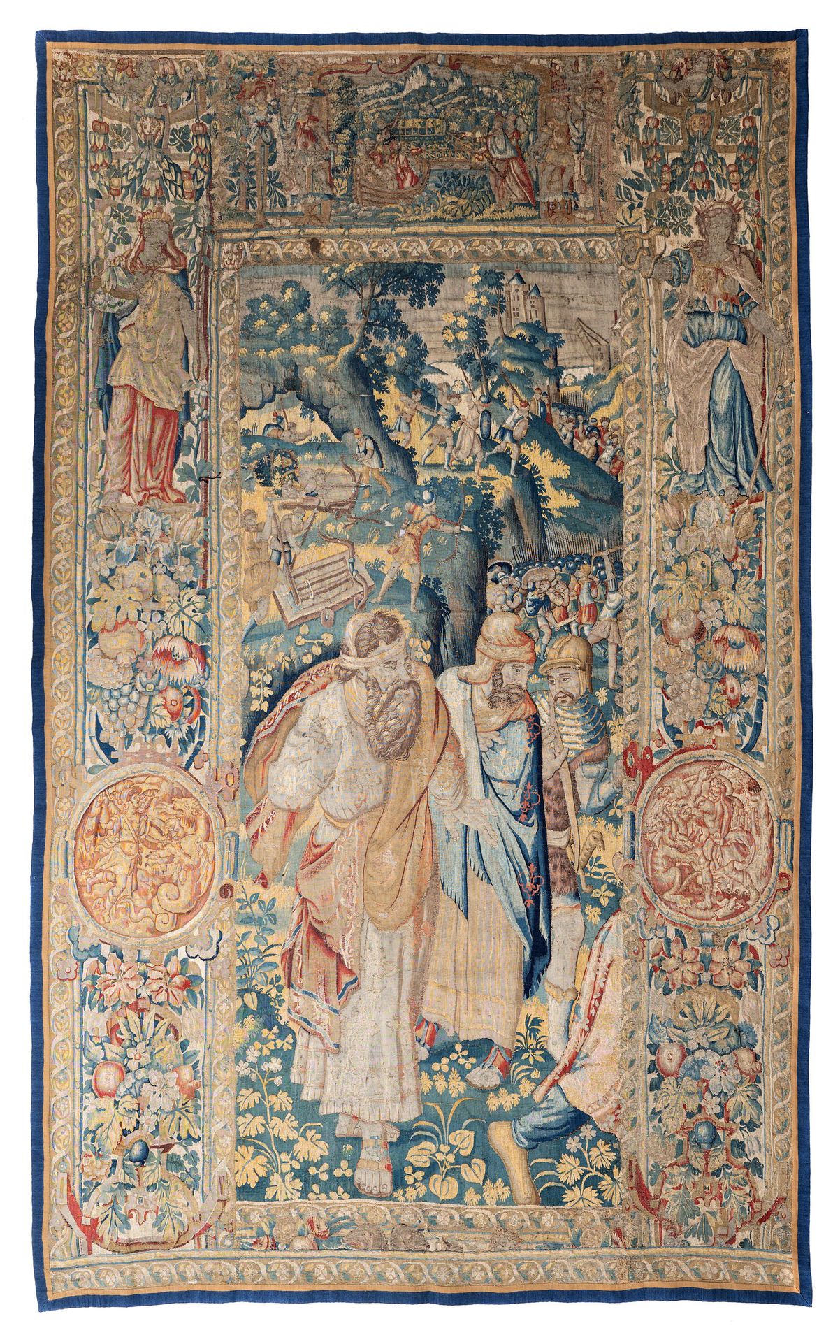 Null Fragment de tapisserie en laine et soie polychromes, Flandres, probablement&hellip;