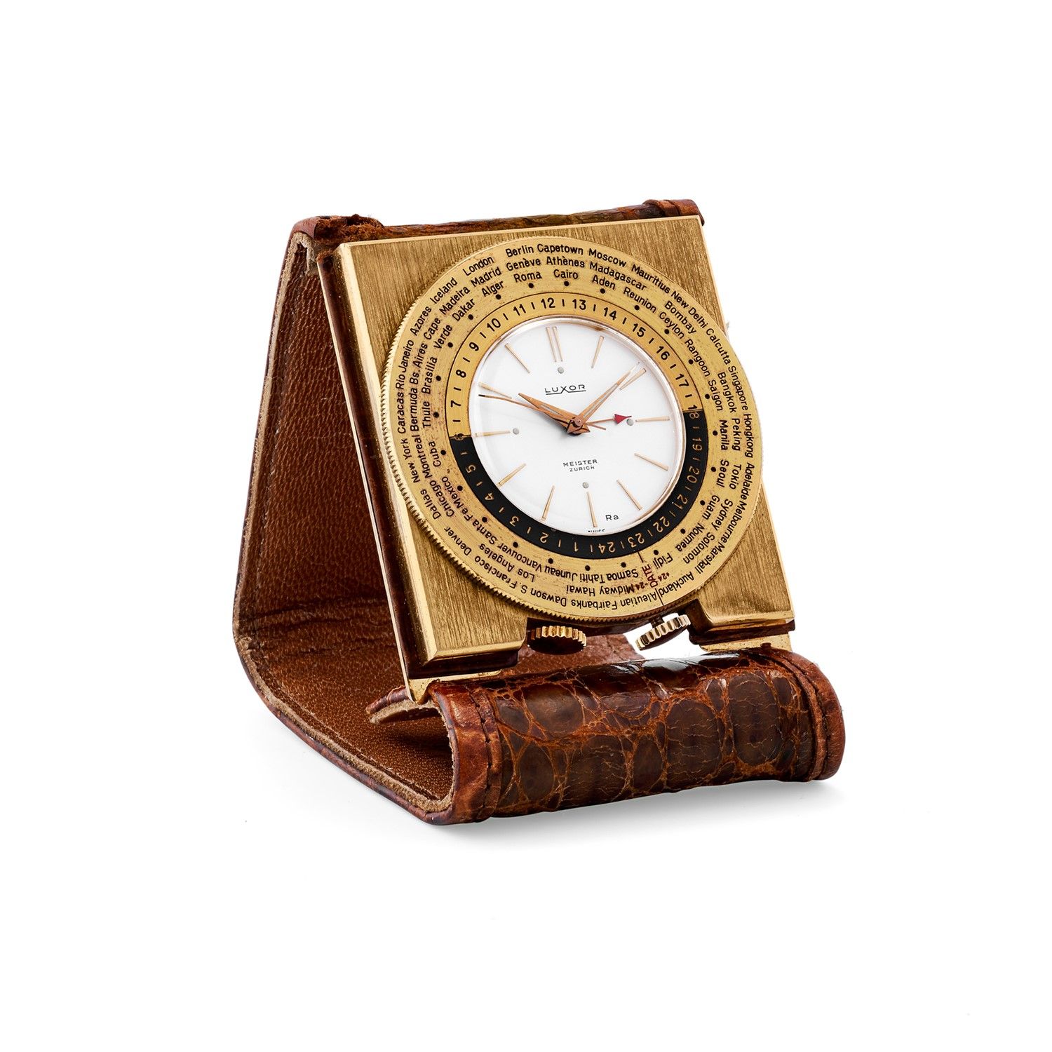 LUXOR Luxor for Meister alarm & worldtimer desk clock, ‘70s


Gilded brass squar&hellip;