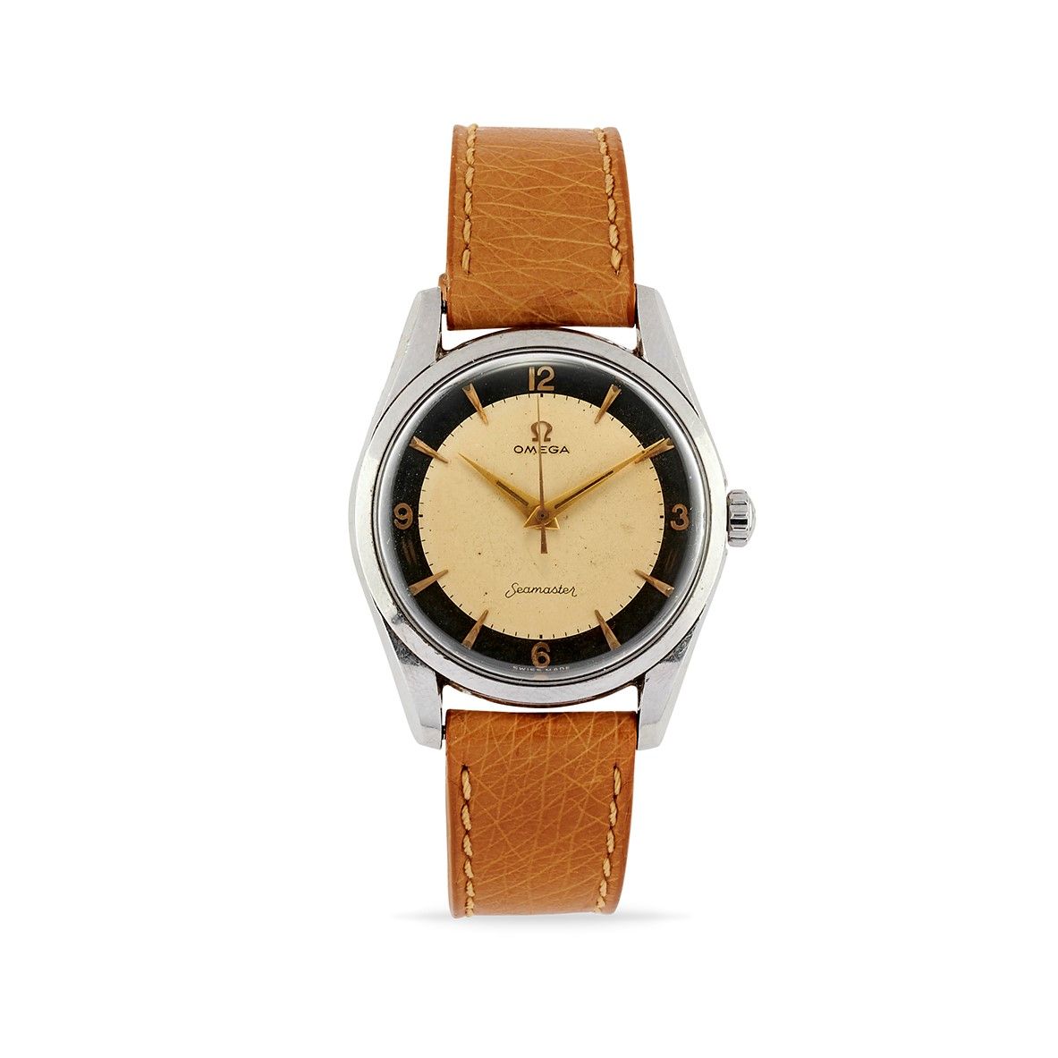 OMEGA Omega Seamaster, ‘60s


Stainless steel round case.

Beige and black secto&hellip;