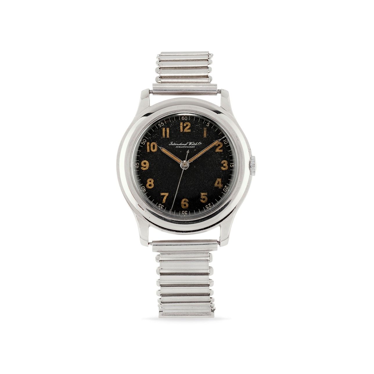 IWC IWC military, ‘40s


Stainless steel round case, stepped bezel.

Blak dial, &hellip;