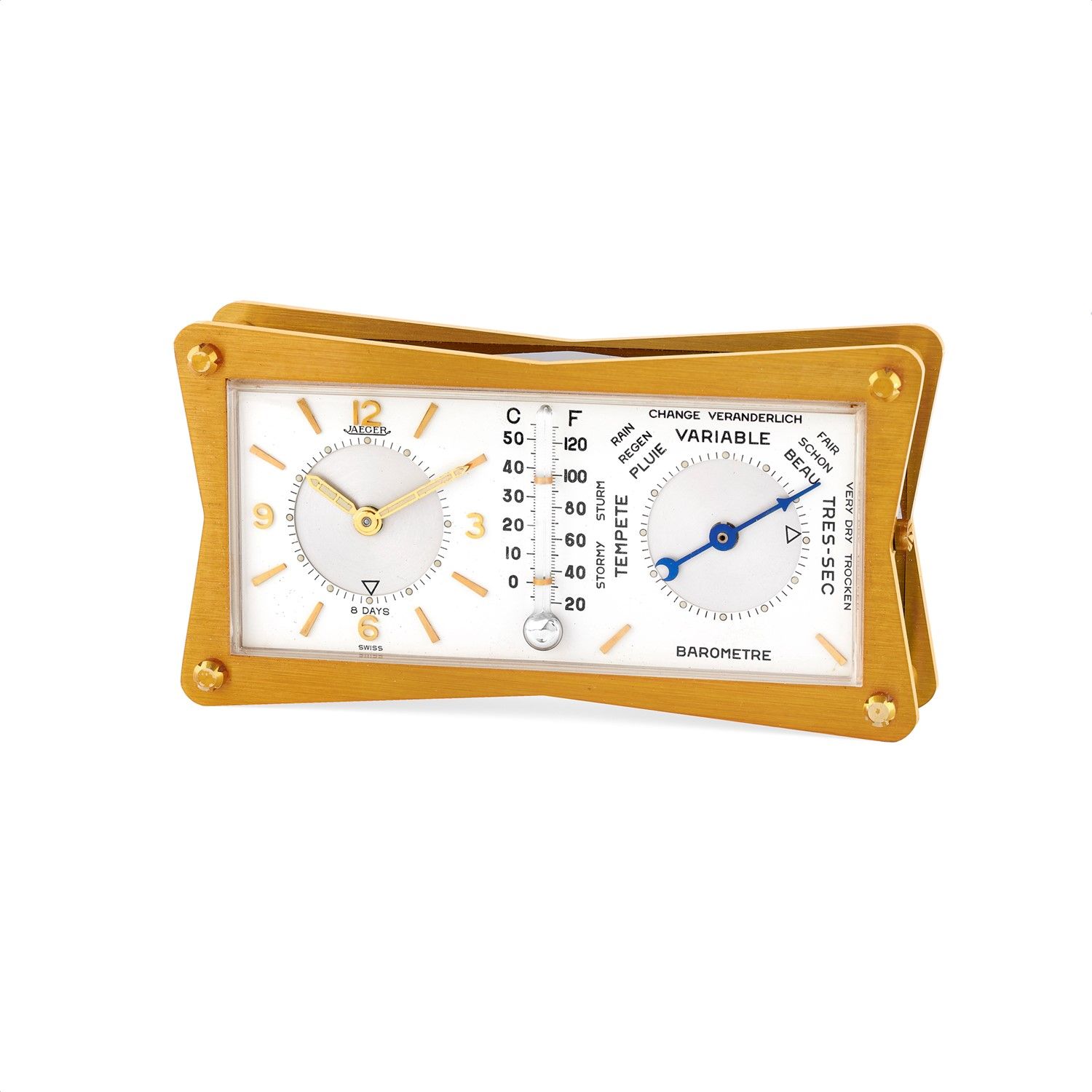 JAEGER-LECOULTRE Jaeger-LeCoultre alarm, thermometer & barometer desk clock, ‘60&hellip;