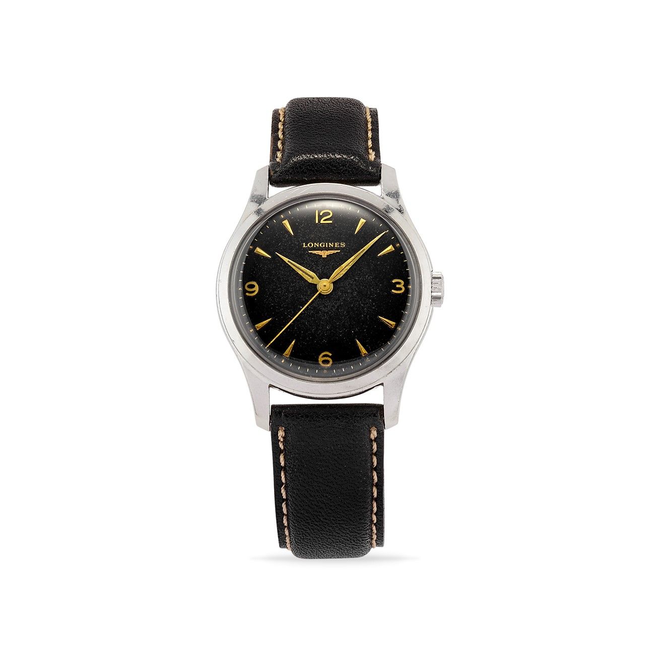 LONGINES Longines time-only, ‘50s


Stainless steel round case.

Black dial, app&hellip;