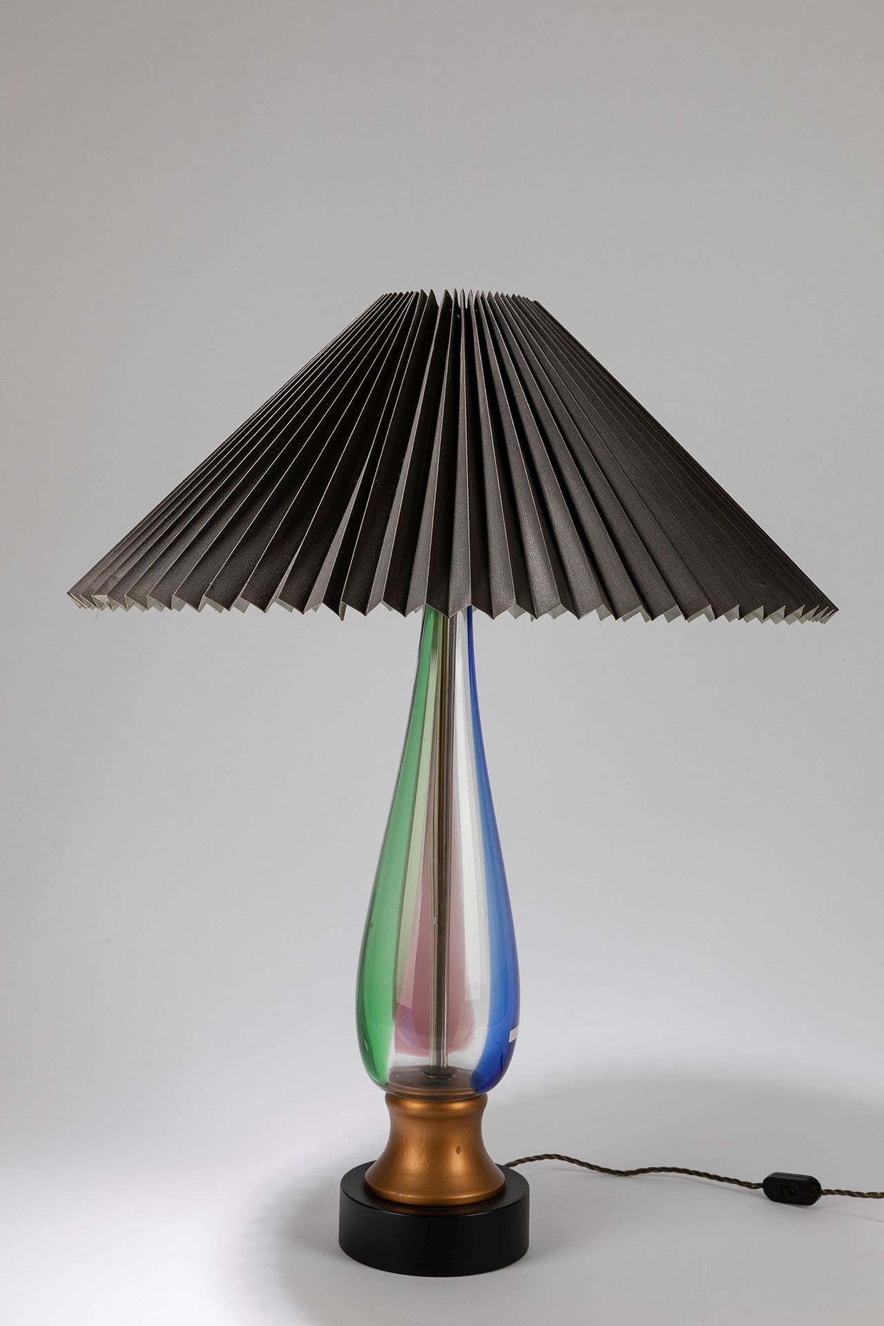 ITALIAN MANUFACTURE Table lamp, 1950 ca.

H cm 80
polychrome blown glass.