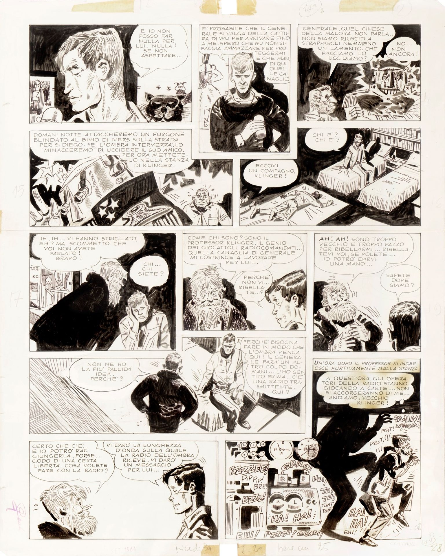 HUGO PRATT L'Ombra, 1964

薄纸板上的铅笔和墨水
36,5 x 46 cm
普拉特为 "L'Ombra "做的原创漫画艺术，发表在196&hellip;