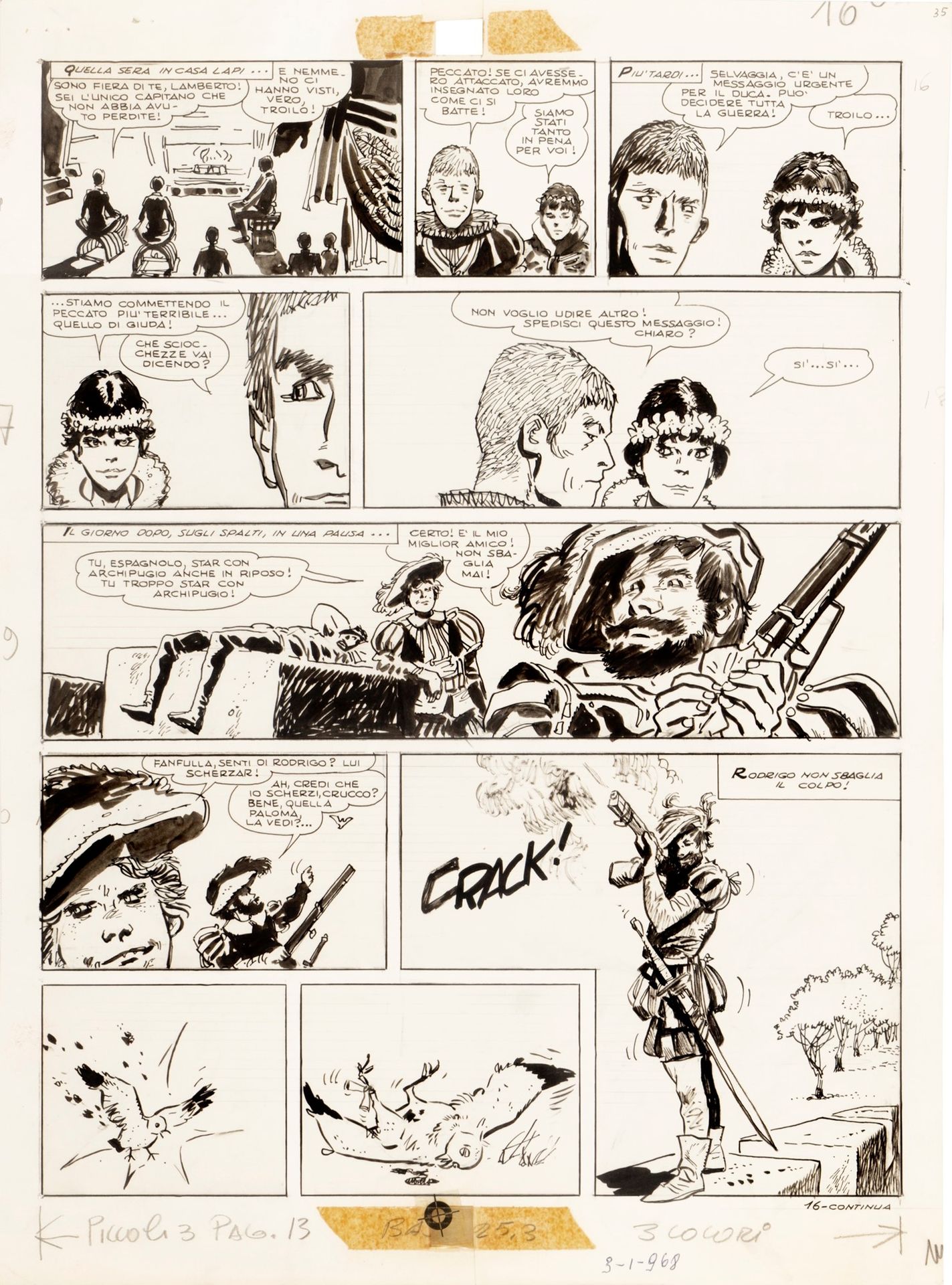 HUGO PRATT Le avventure di Fanfulla, 1967

薄纸板上的铅笔和墨水
28 x 37 cm
普拉特为 "Le avvent&hellip;