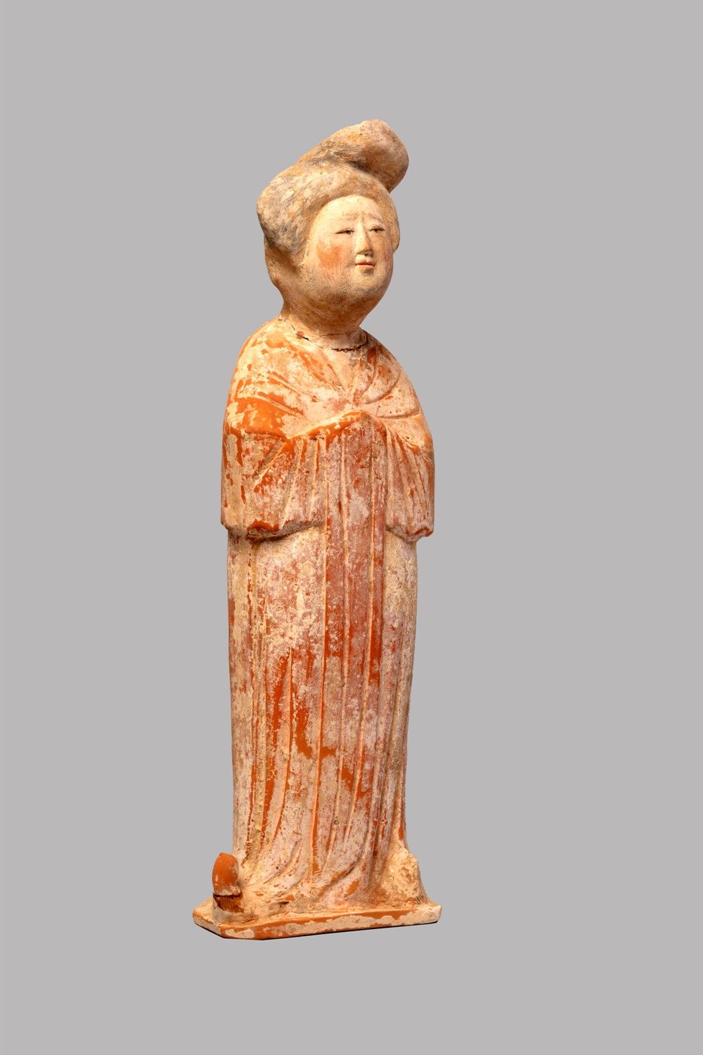 描绘胖女人的陶俑，中国唐代高37.5厘米颈部底部有修复。 | Drouot.com