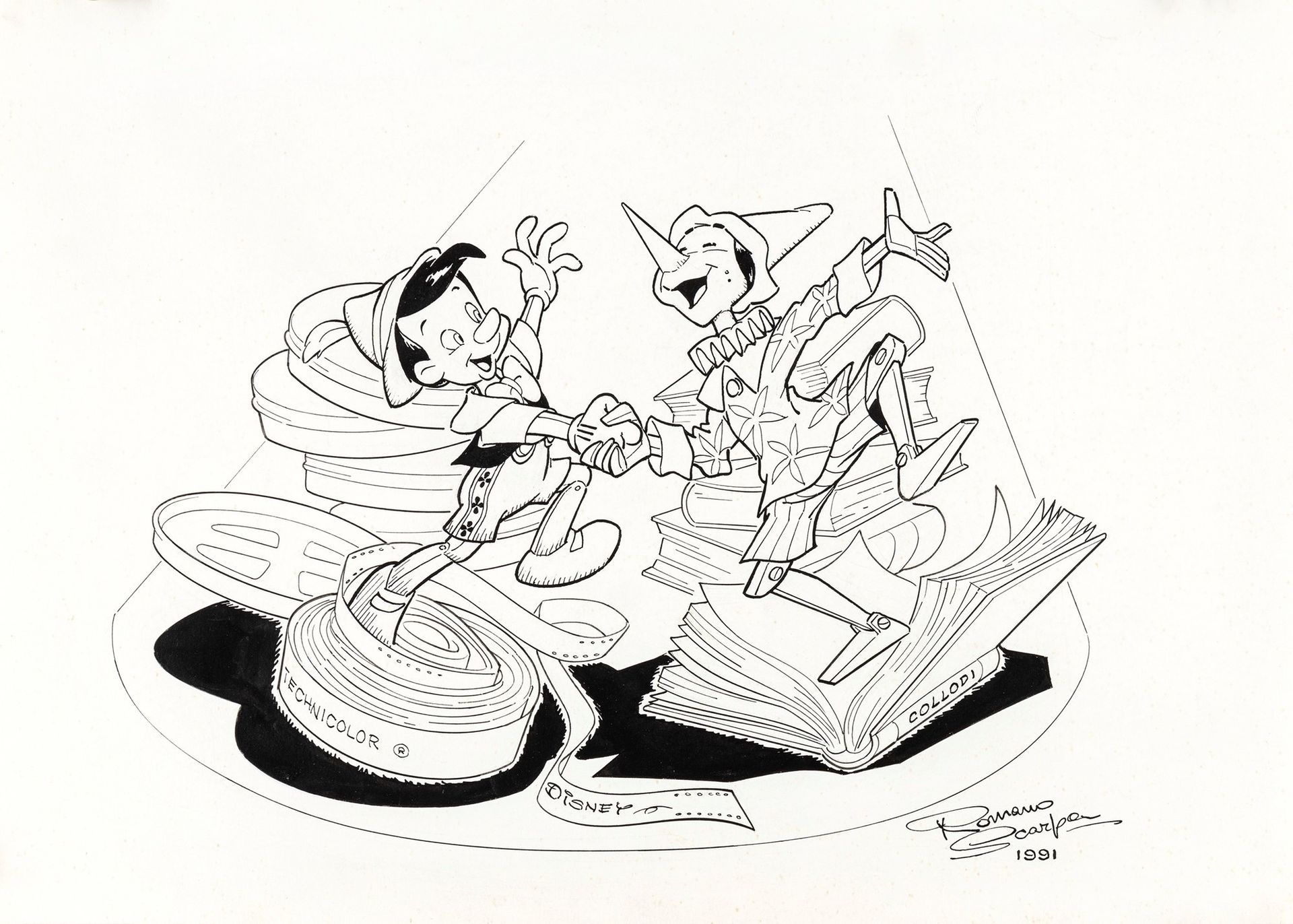 ROMANO SCARPA Il Pinocchio di Collodi e Disney, 1991

matita e inchiostro su car&hellip;