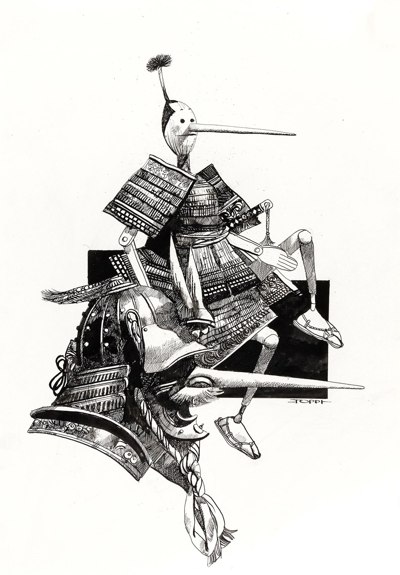 Sergio TOPPI Pinocchio samouraï, 1991

crayon et encre sur carton fin
34,5 x 49,&hellip;