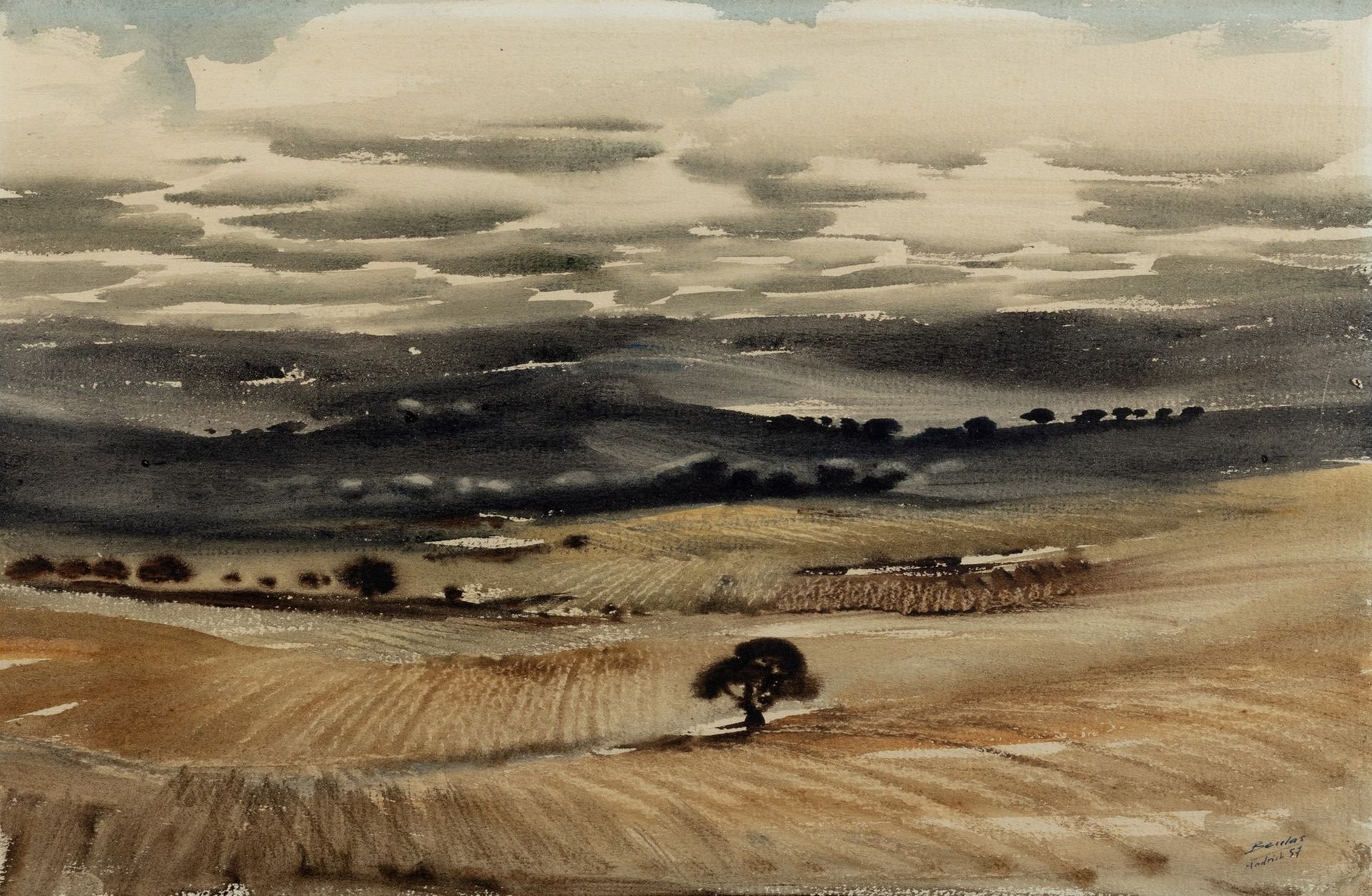 JOSÉ BEULAS RECASENS 风景，1957年

纸上水彩
33 x 45 cm
右下方签名：Beulas, Madrid 57