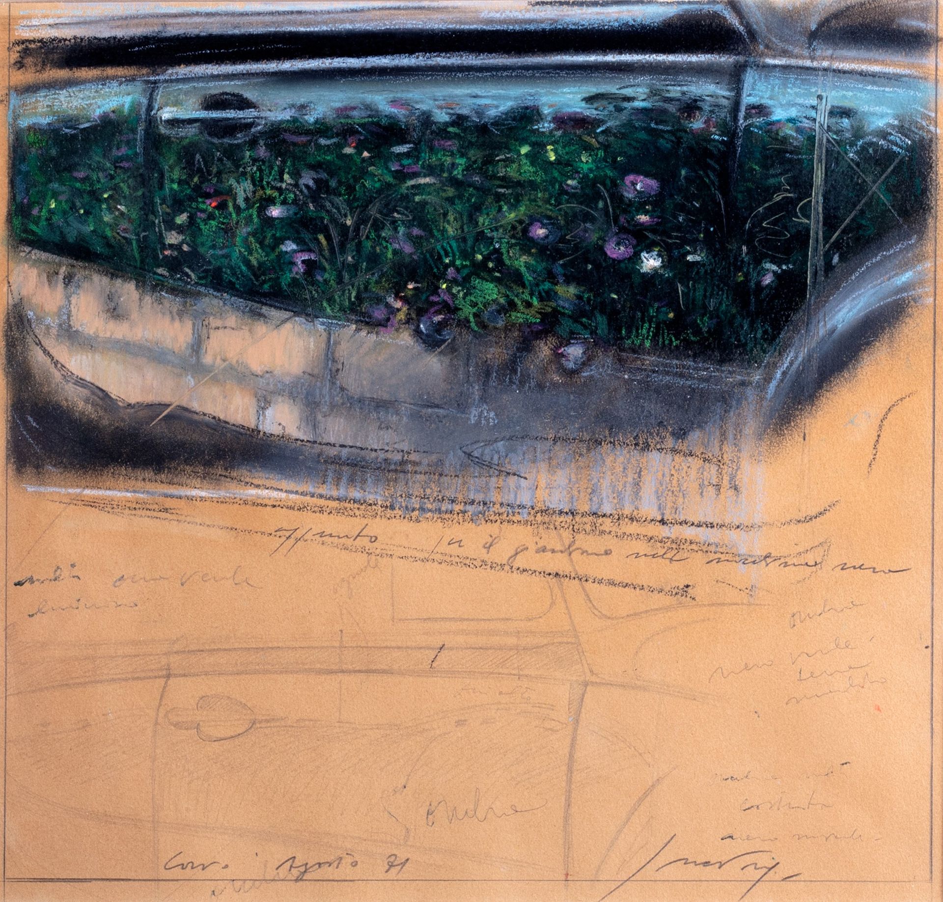 PIERO GUCCIONE Étude pour le jardin de la voiture noire, 1971

pastels de couleu&hellip;