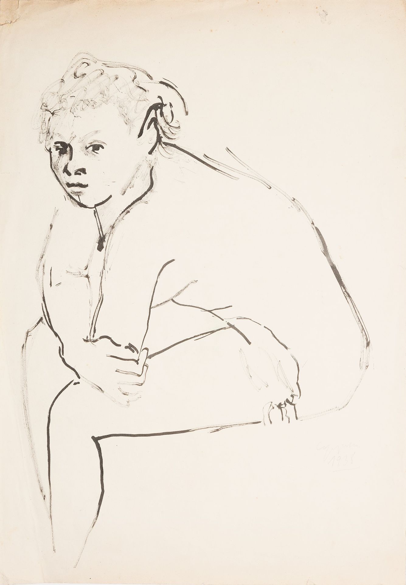GIUSEPPE CAPOGROSSI 坐着的女人，1940/'41

稀释的中国墨水，纸质
50 x 35 cm
 

右下方有签名：Capogrossi 1&hellip;