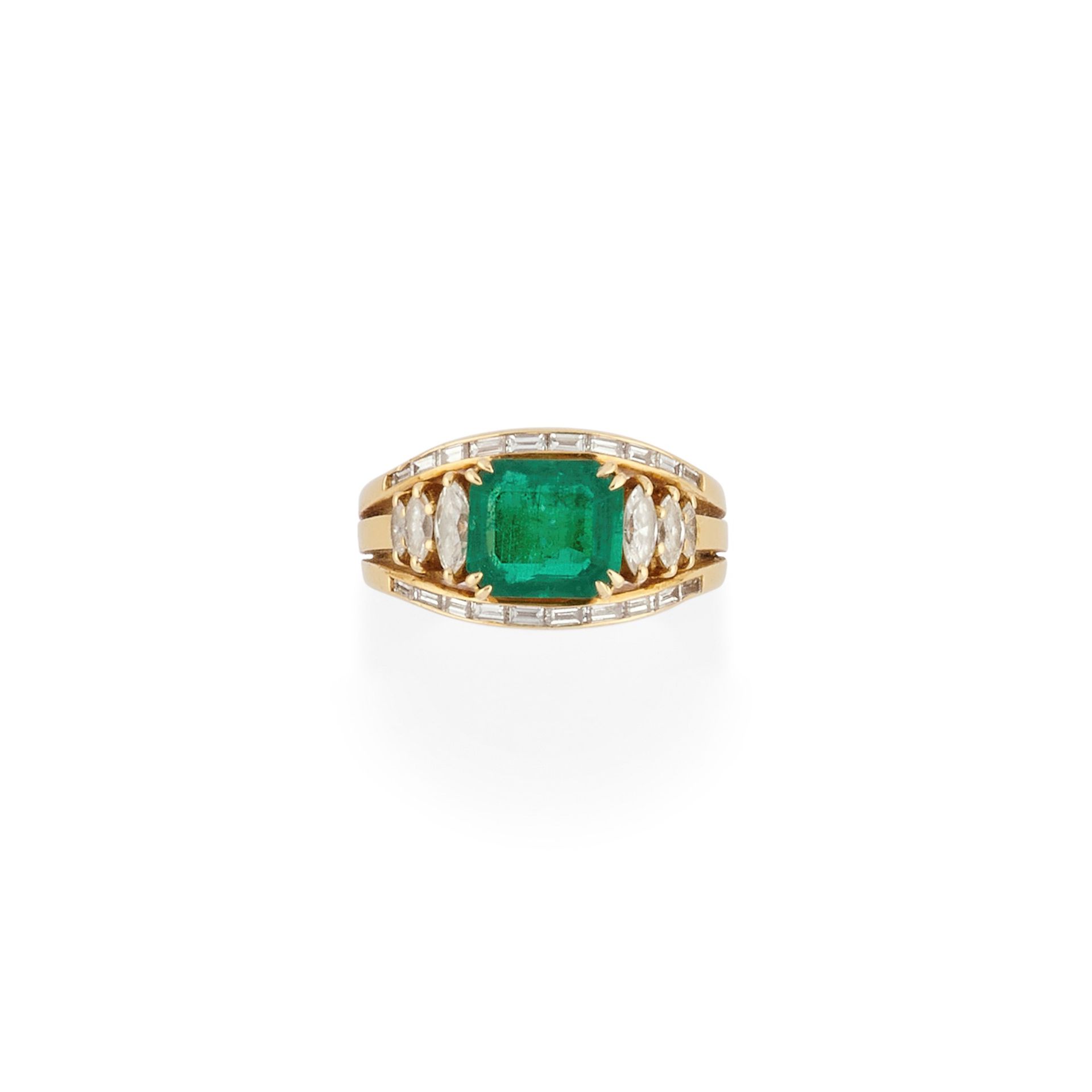Null 一枚18K黄金、绿宝石和钻石戒指


 

八角形切割的祖母绿，约2.00克拉。

 

榄尖形和长方形切割的钻石约为克拉2,00

 

重量 g &hellip;