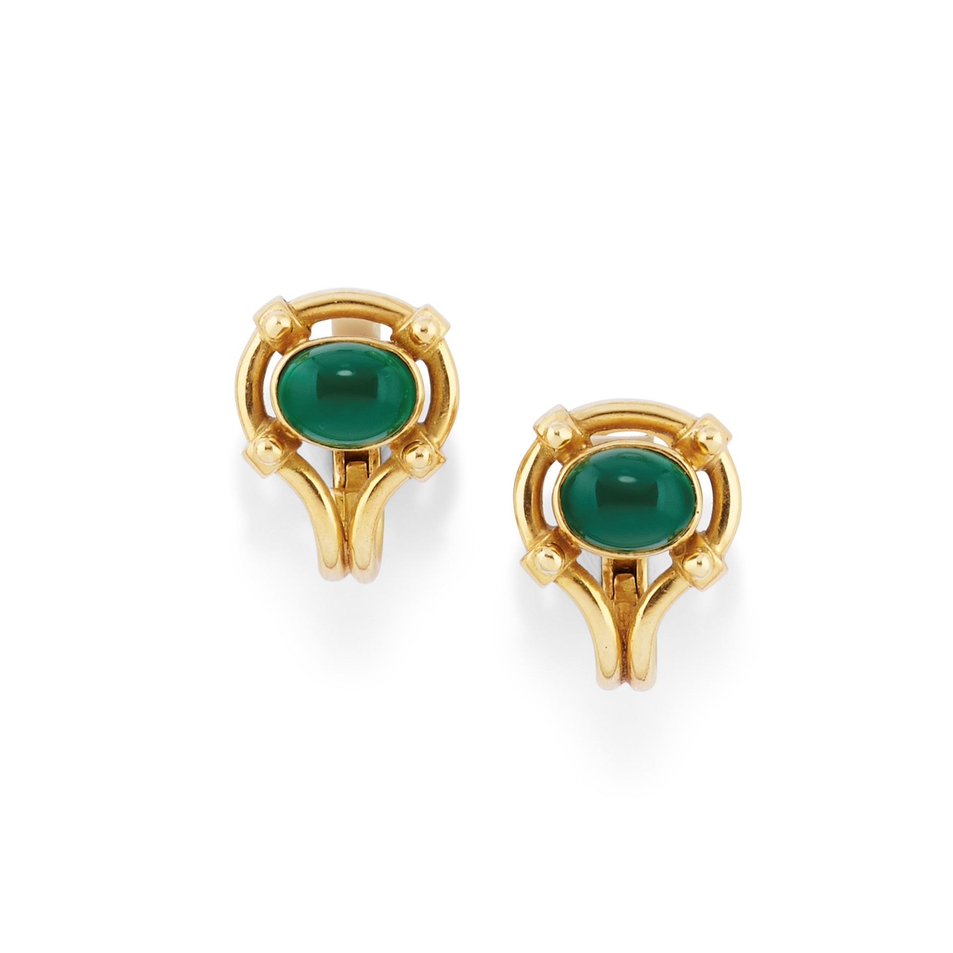 Null A 18k yellow gold and chrysoprase earclips


 

Oval cabochon cut chrysopra&hellip;
