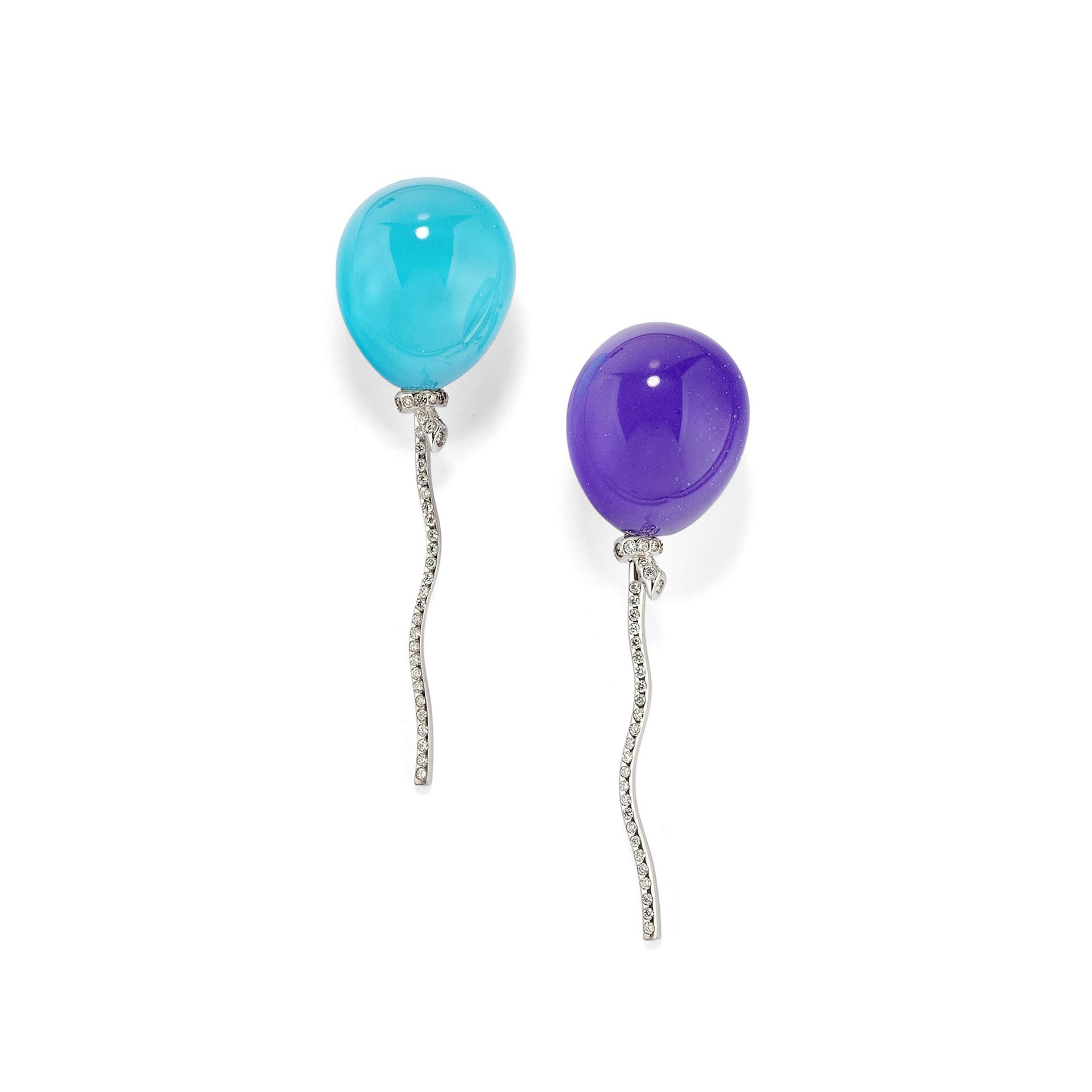 VHERNIER A 18K white gold and colored stone earrings, Baloons collection, Vherni&hellip;