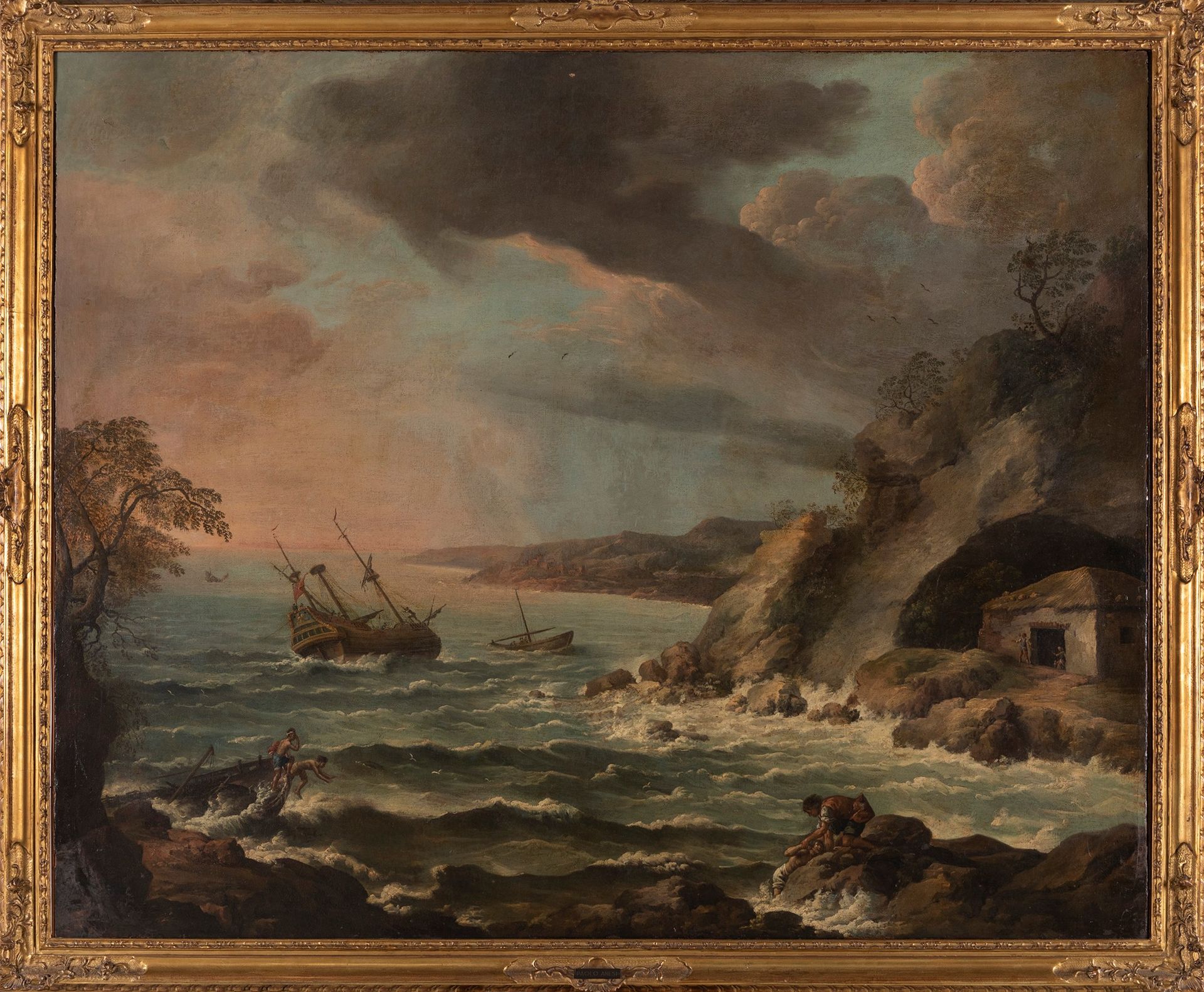 Scuola romana, fine secolo XVII - inizi secolo XVIII Landscape with stormy sea

&hellip;