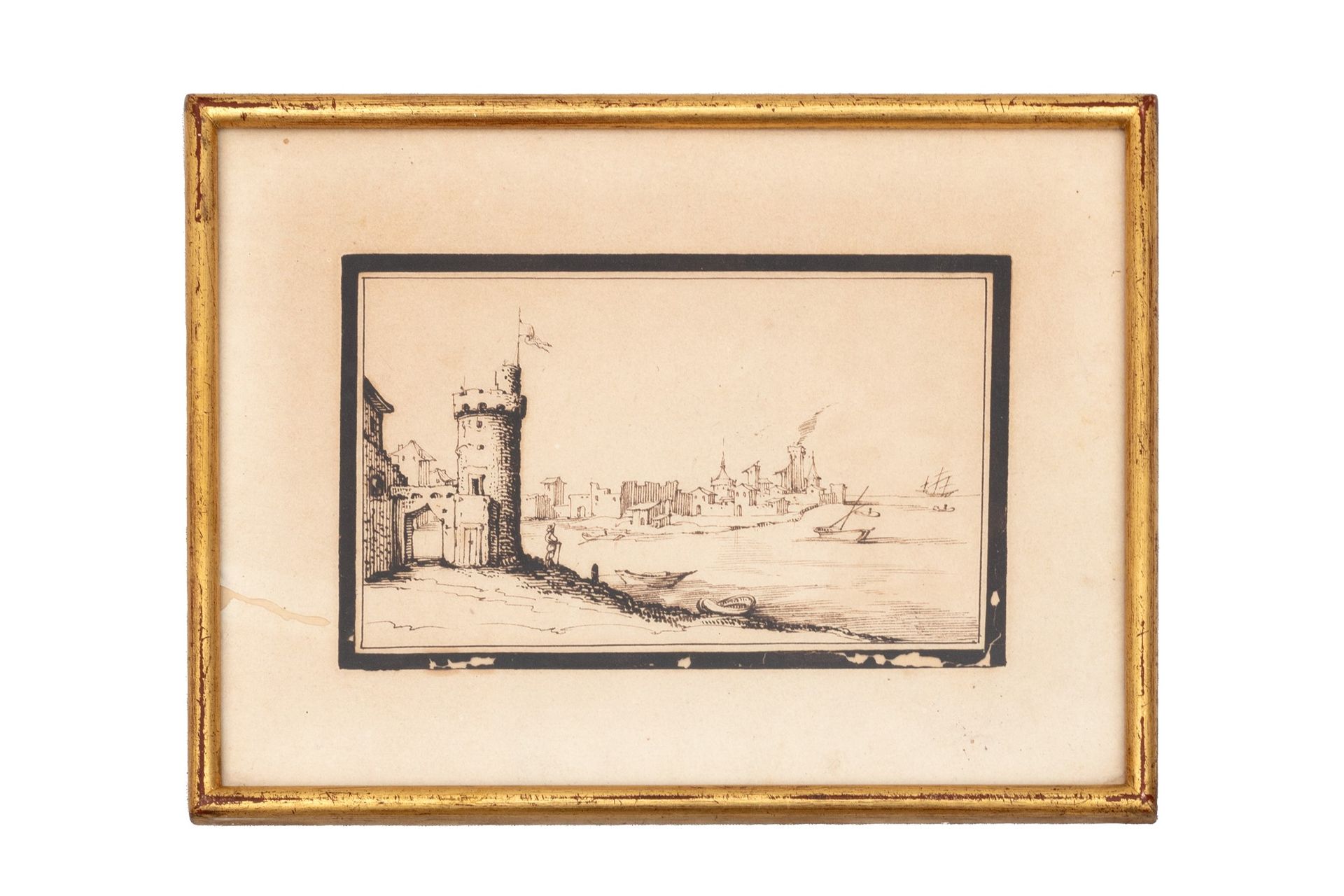 Pittore fiammingo attivo in Italia, secolo XVII 带有港口和圆塔的码头

纸上钢笔和棕色墨水
155 x 213 &hellip;