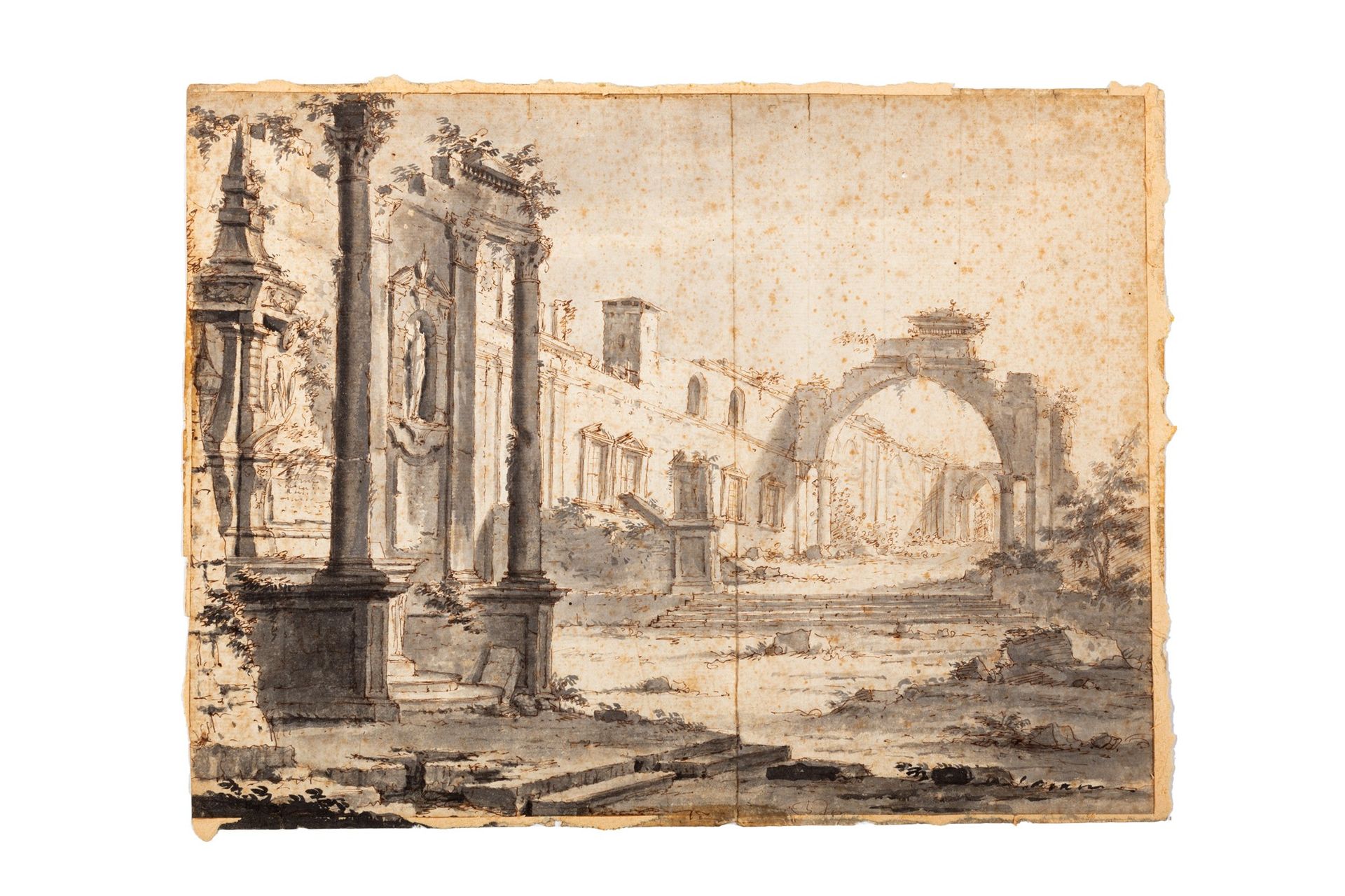 Scuola veneta, secolo XVIII Architectural capriccio

plume et encre brune, aquar&hellip;