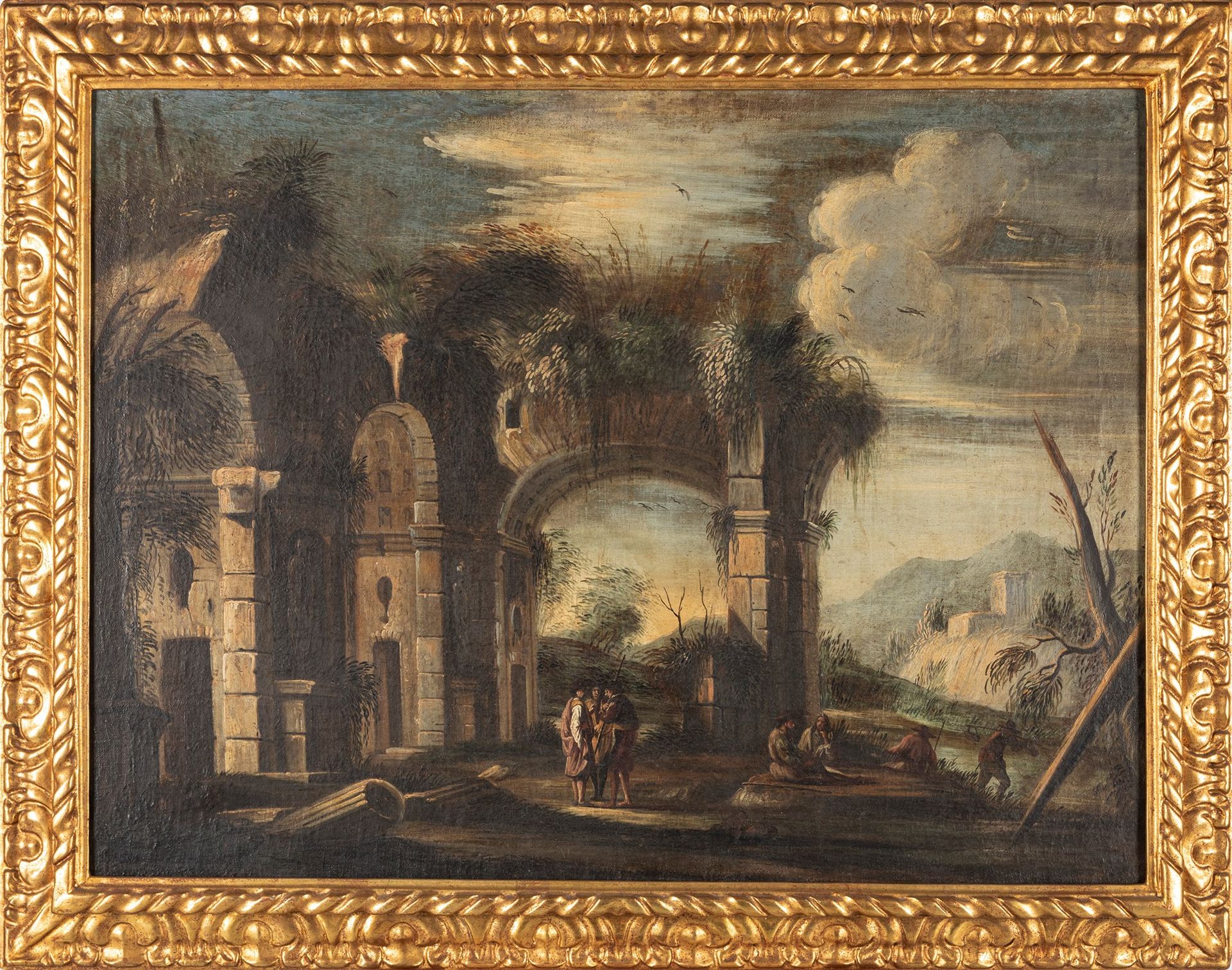 Scuola dell'Italia settentrionale, secolo XVIII 建筑随想曲与旅行者和河流

布面油画
73.5 x 98 cm
&hellip;