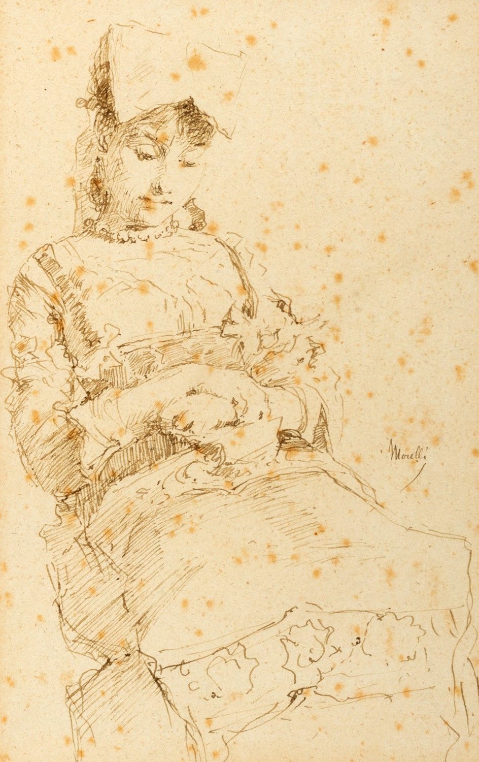 Attribuito a Domenico Morelli (Napoli 1826 - 1901) Junge Bäuerin sitzend

Feder &hellip;