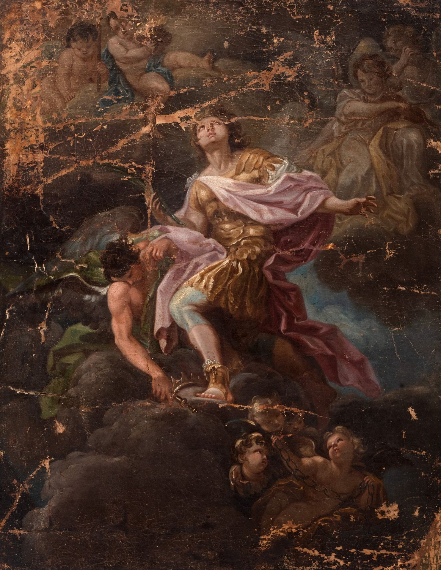 Scuola napoletana, secolo XVIII 战士的神化（圣乔治？

布面油画，无框
75 x 58 cm
油漆损失