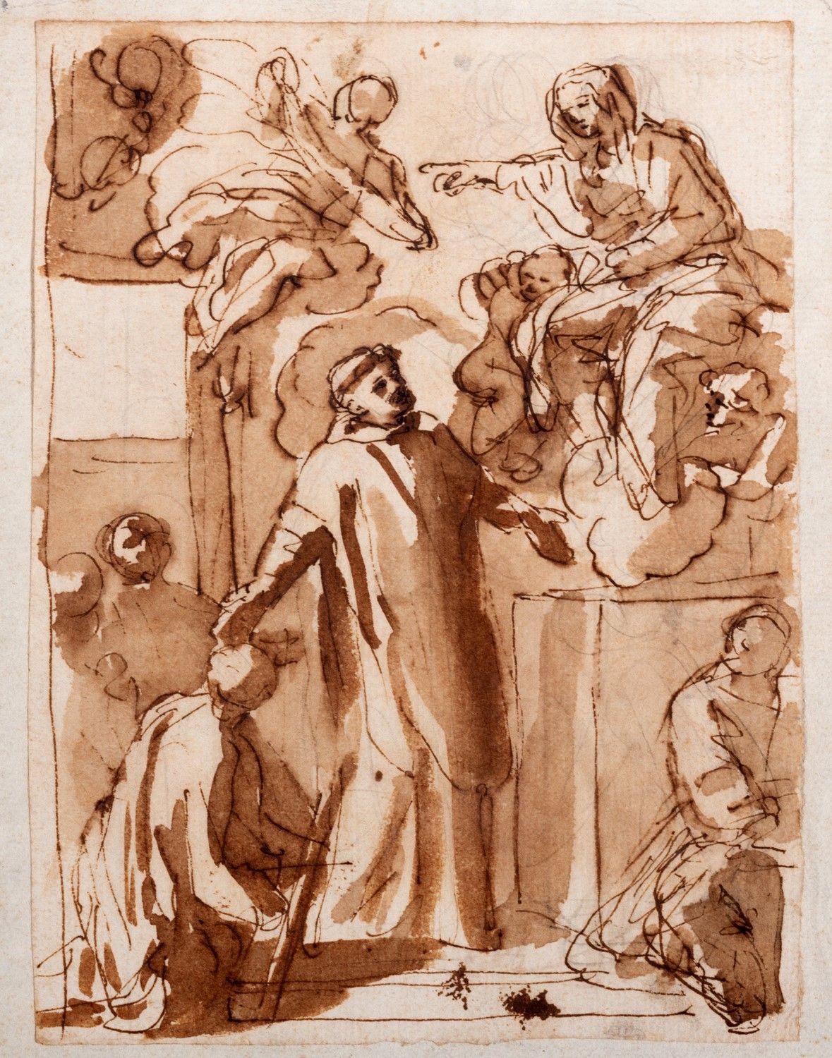 Scuola romana, secolo XVII 圣母出现在圣弗朗西斯科

钢笔、墨水和棕色水彩，铺在纸上
212 x 161 mm

来源Giancarl&hellip;
