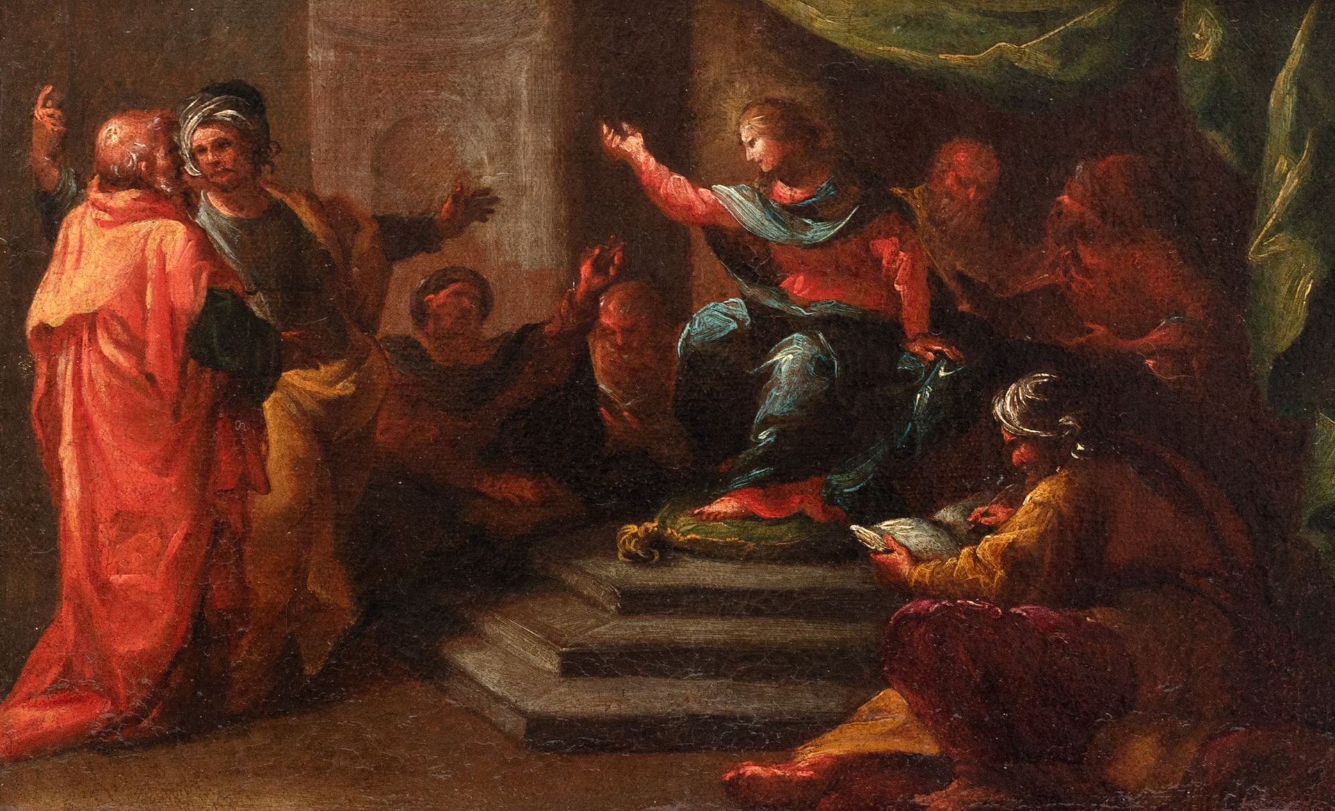 Scuola dell'Italia meridionale, secolo XVII 医生中的耶稣

布面油画
22 x 35.5 cm